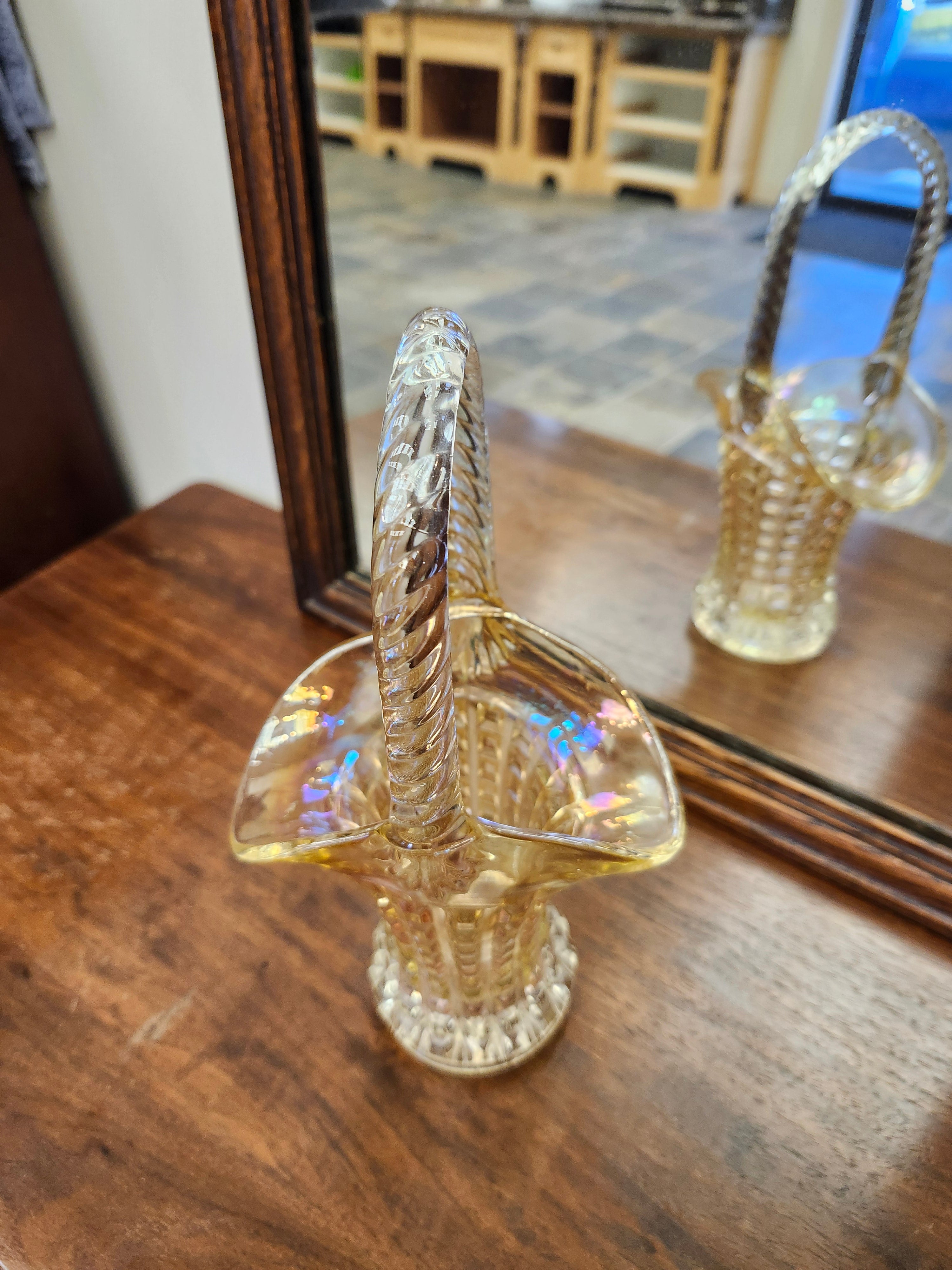 Carnival glass basket