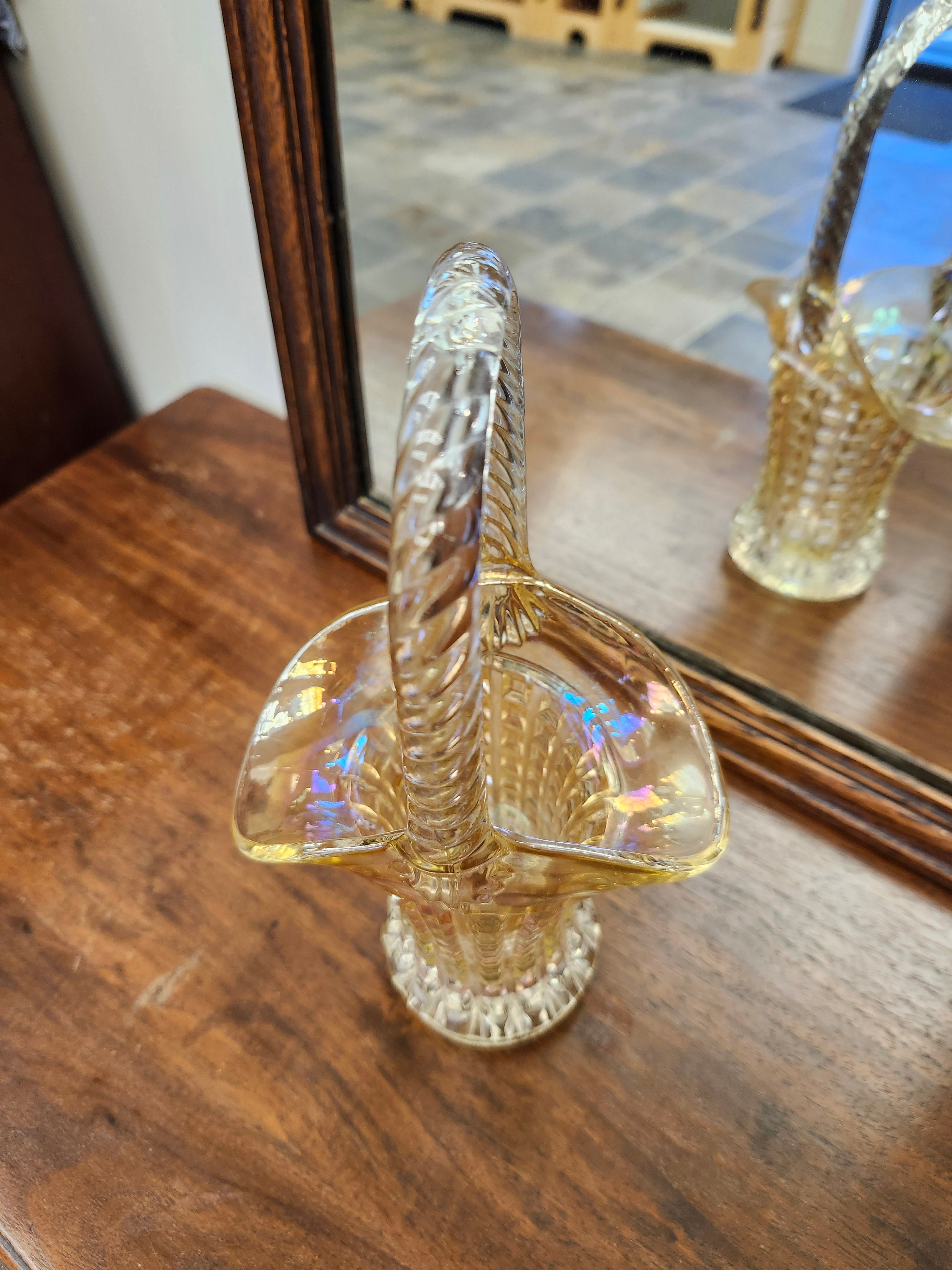 Carnival glass basket