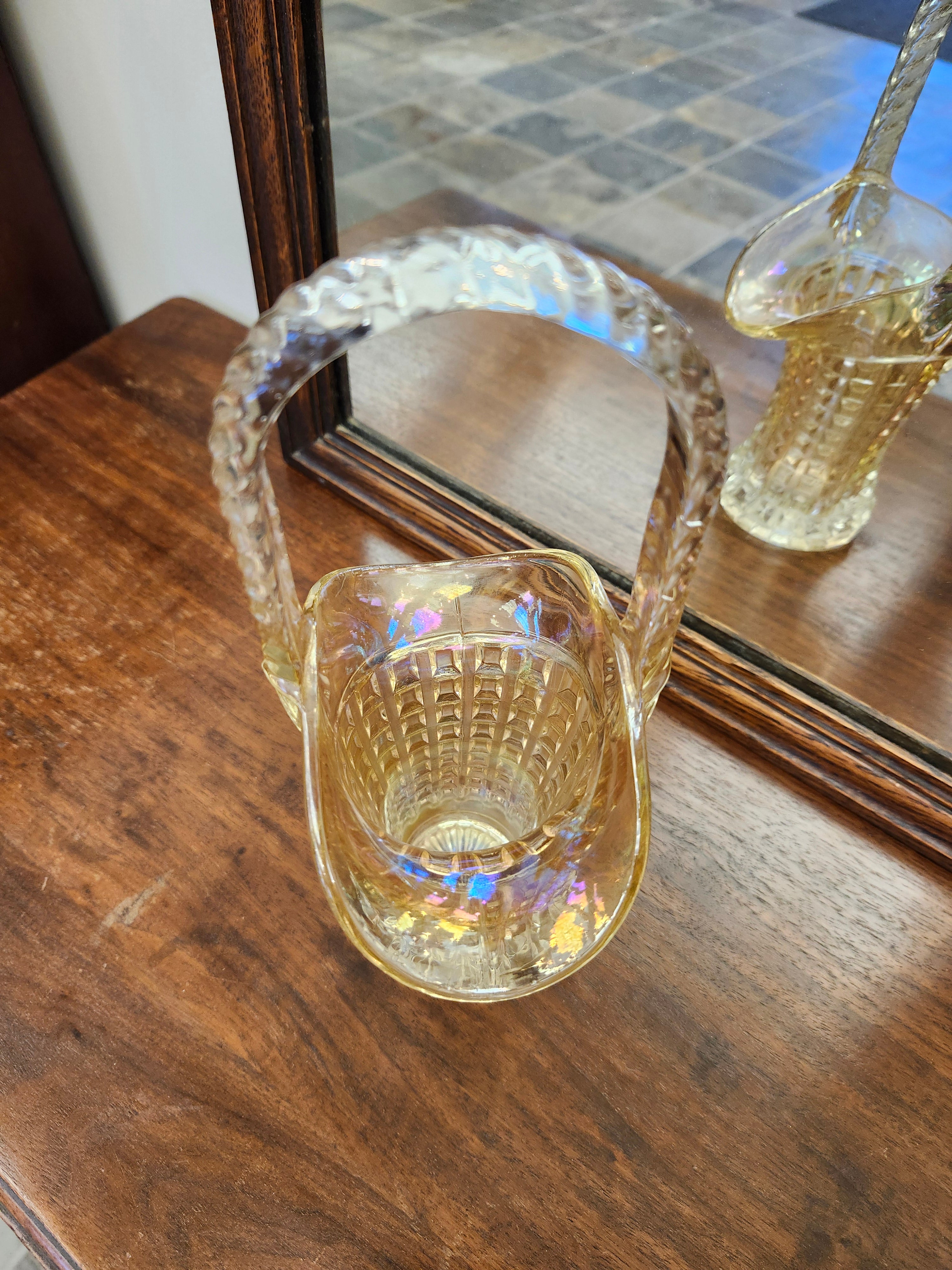 Carnival glass basket