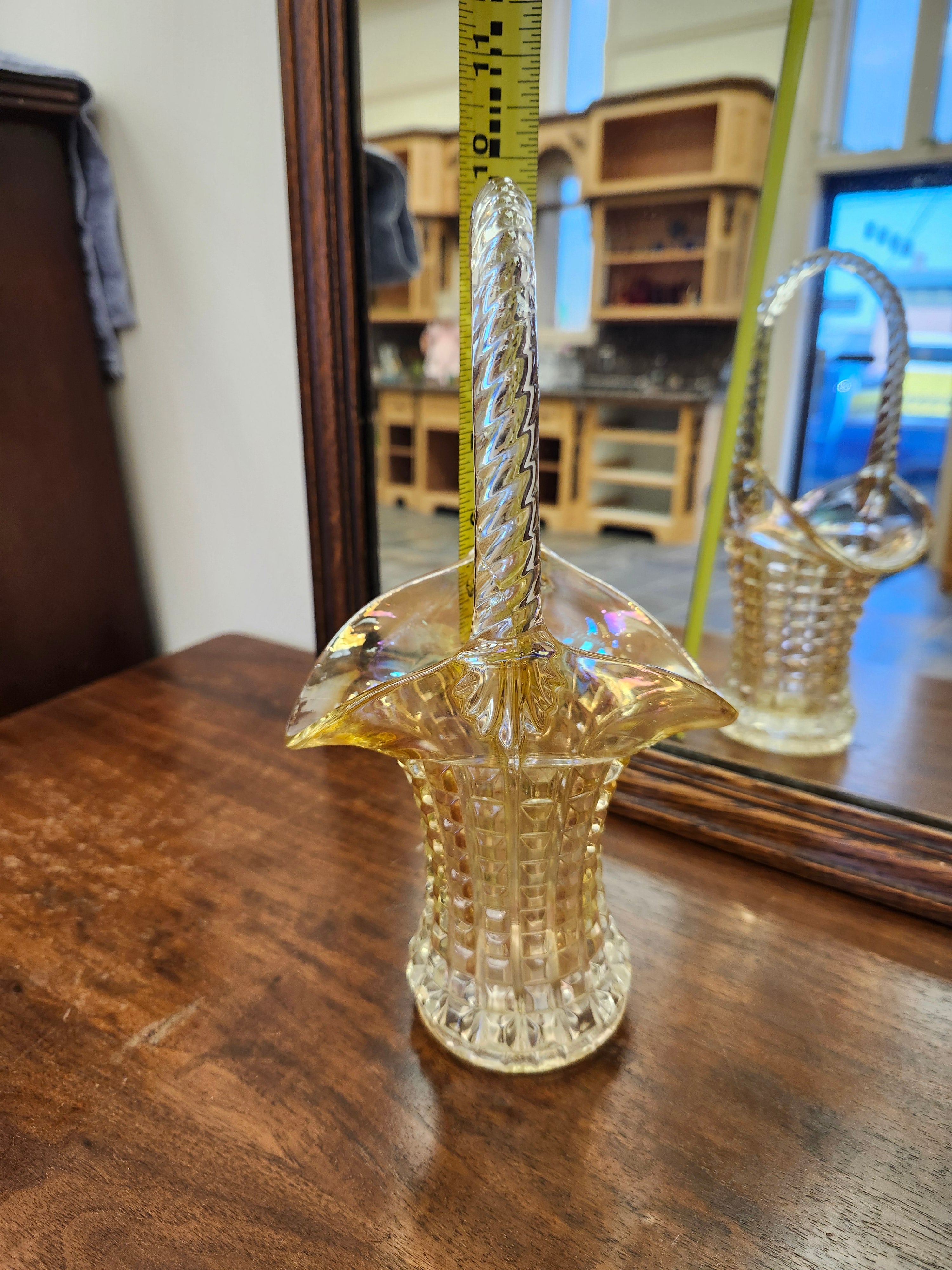 Carnival glass basket