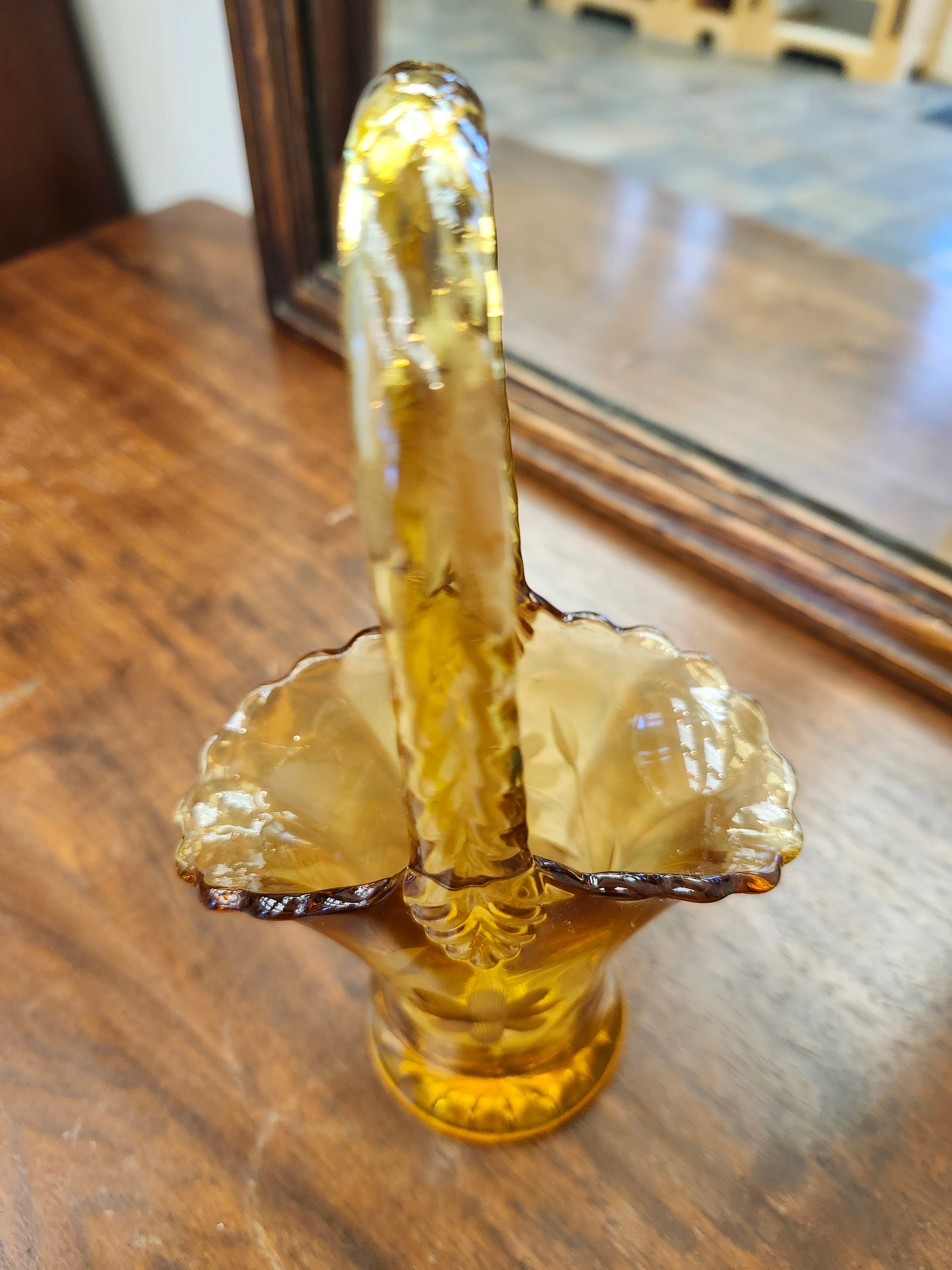 Amber glass basket