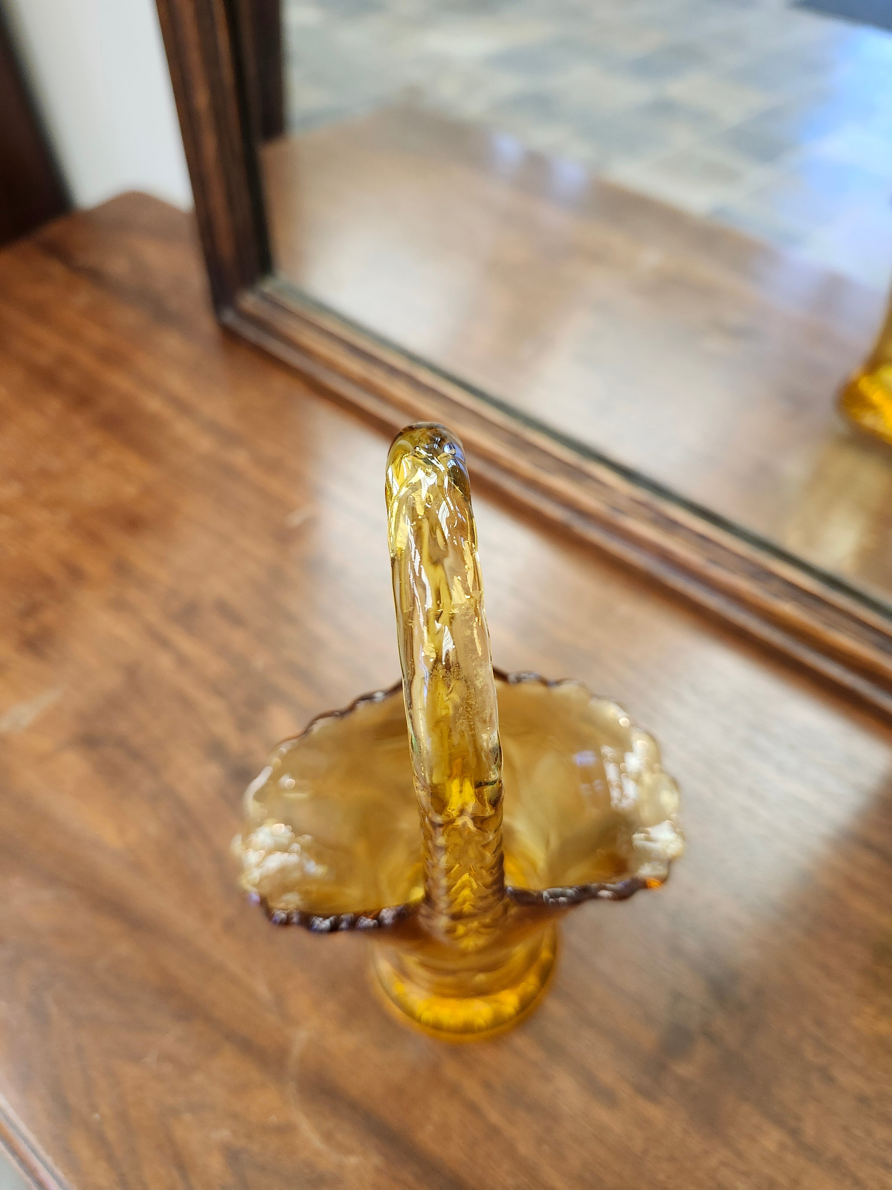 Amber glass basket