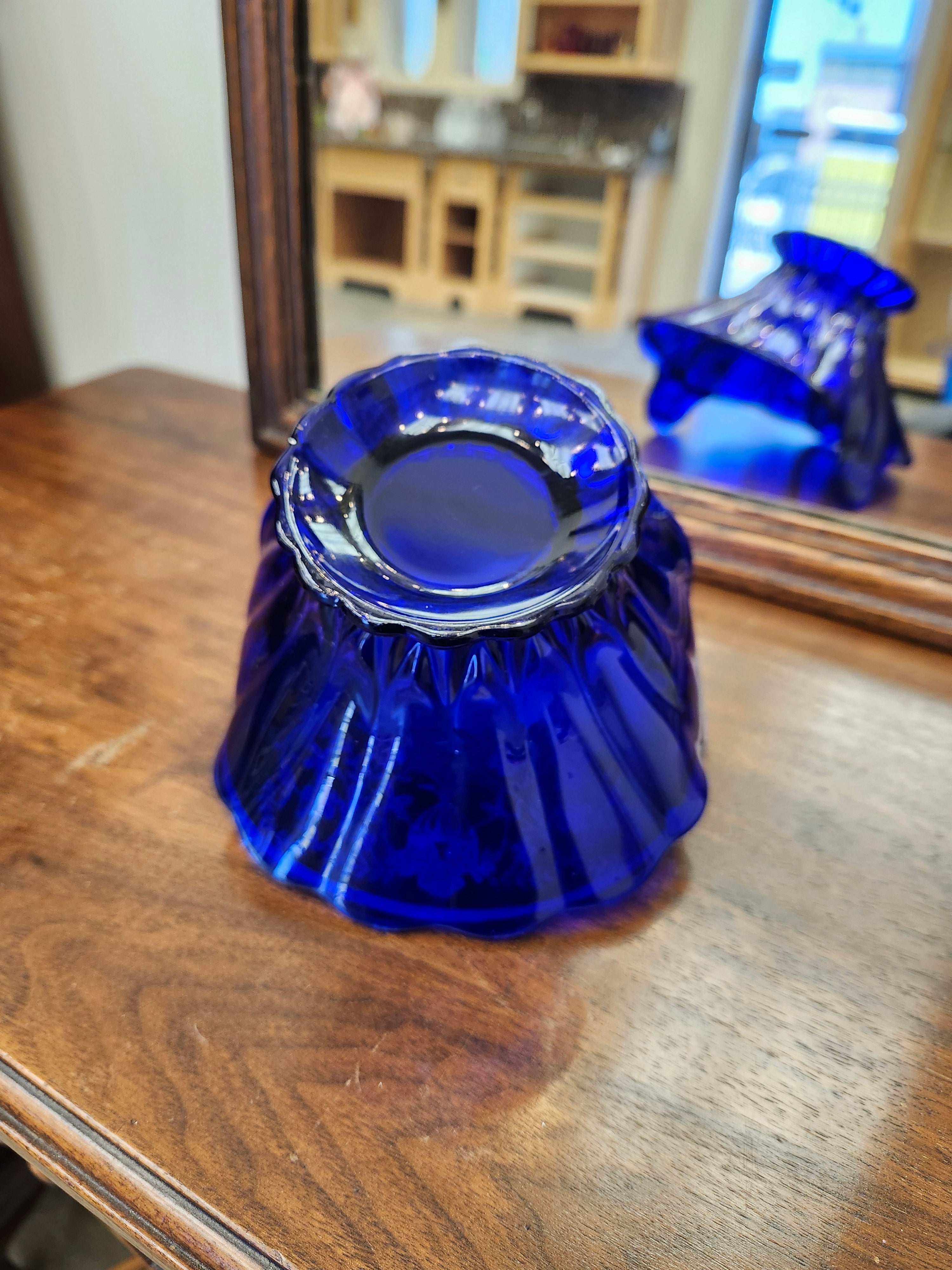 1930 silver underlay blue candy dish