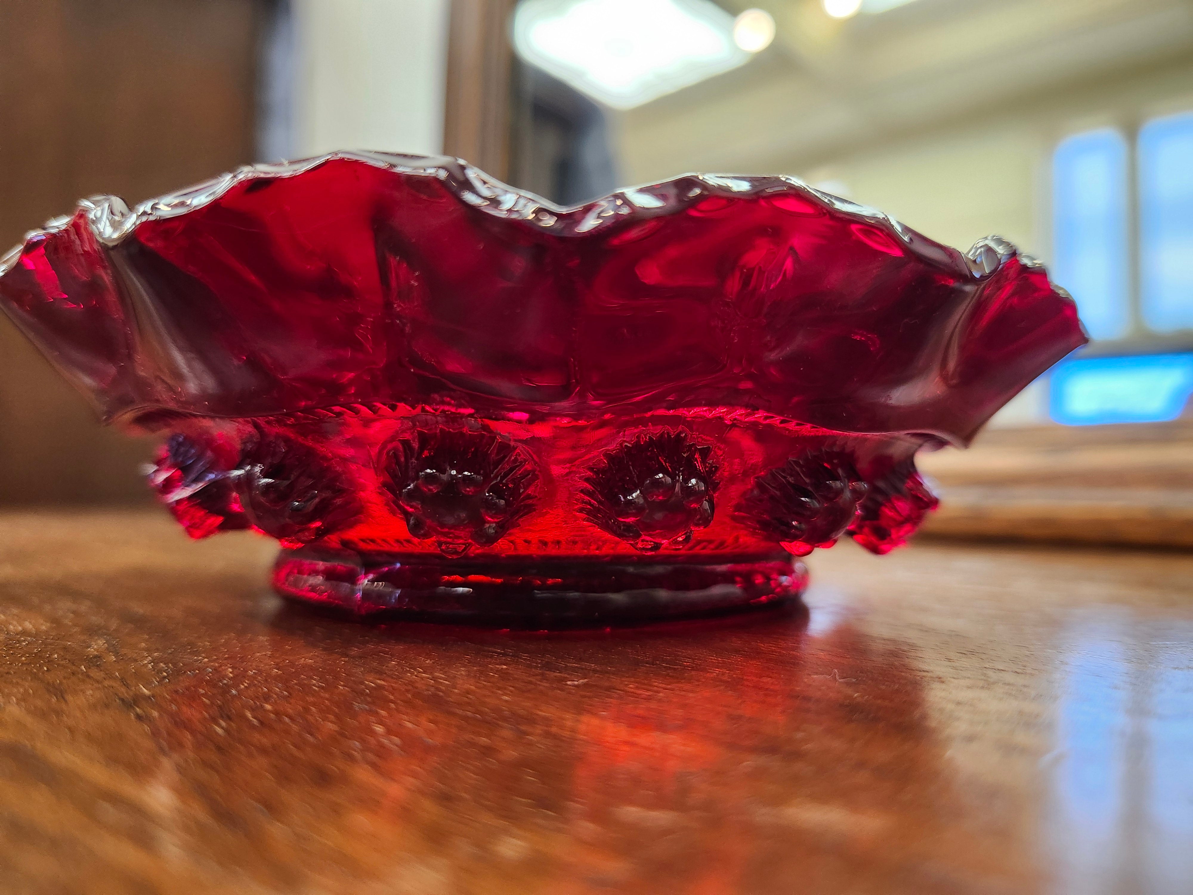 Red glass bowl