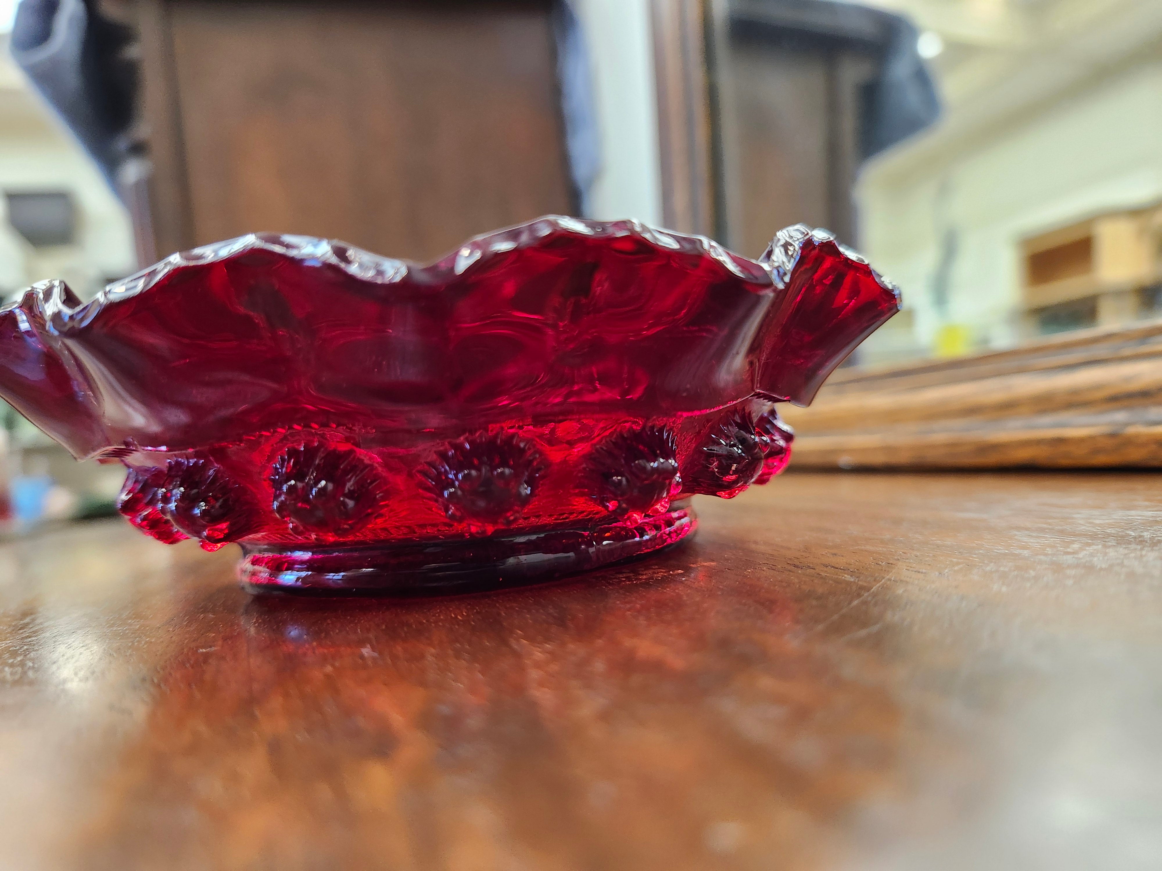 Red glass bowl