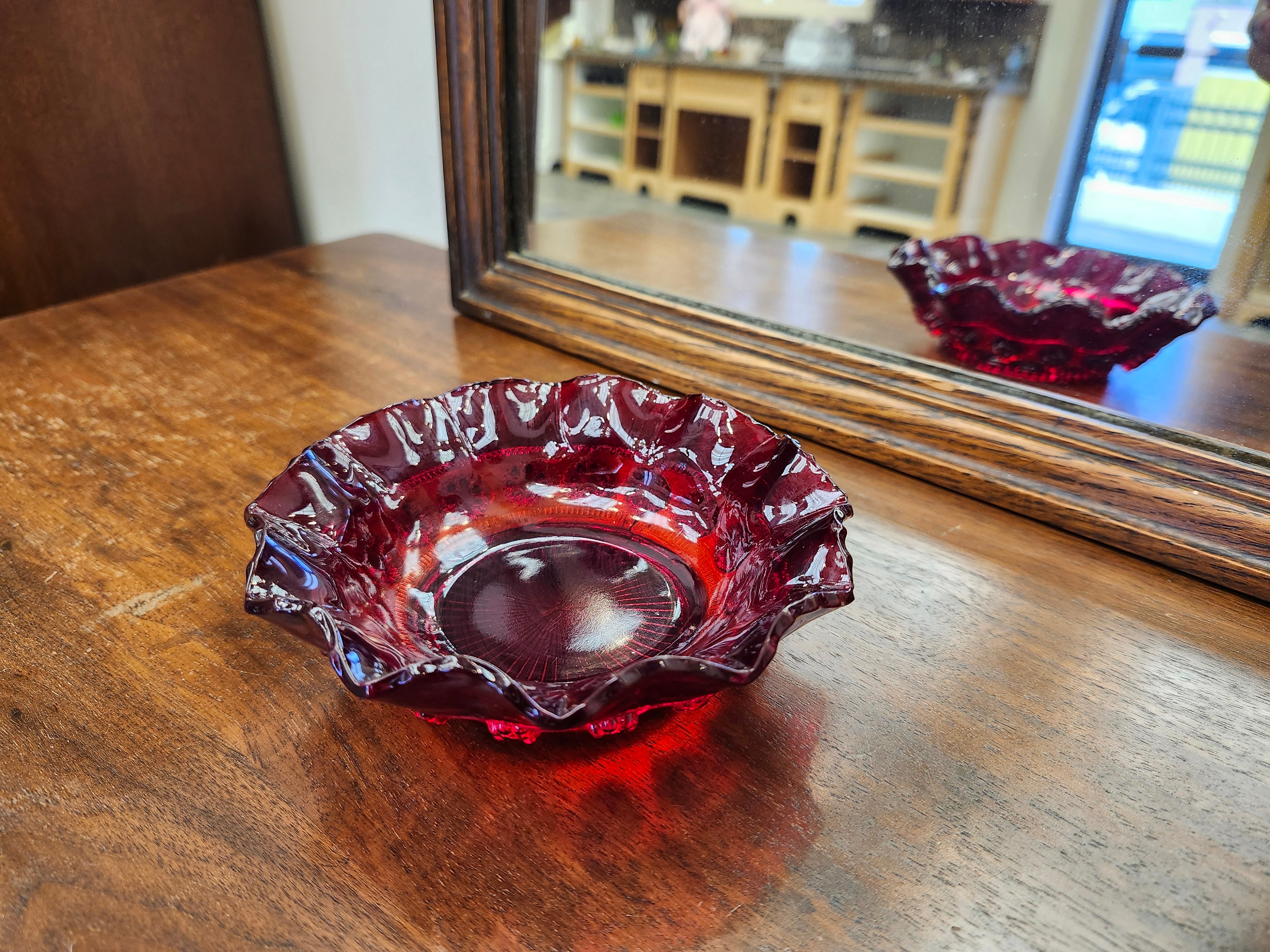 Red glass bowl