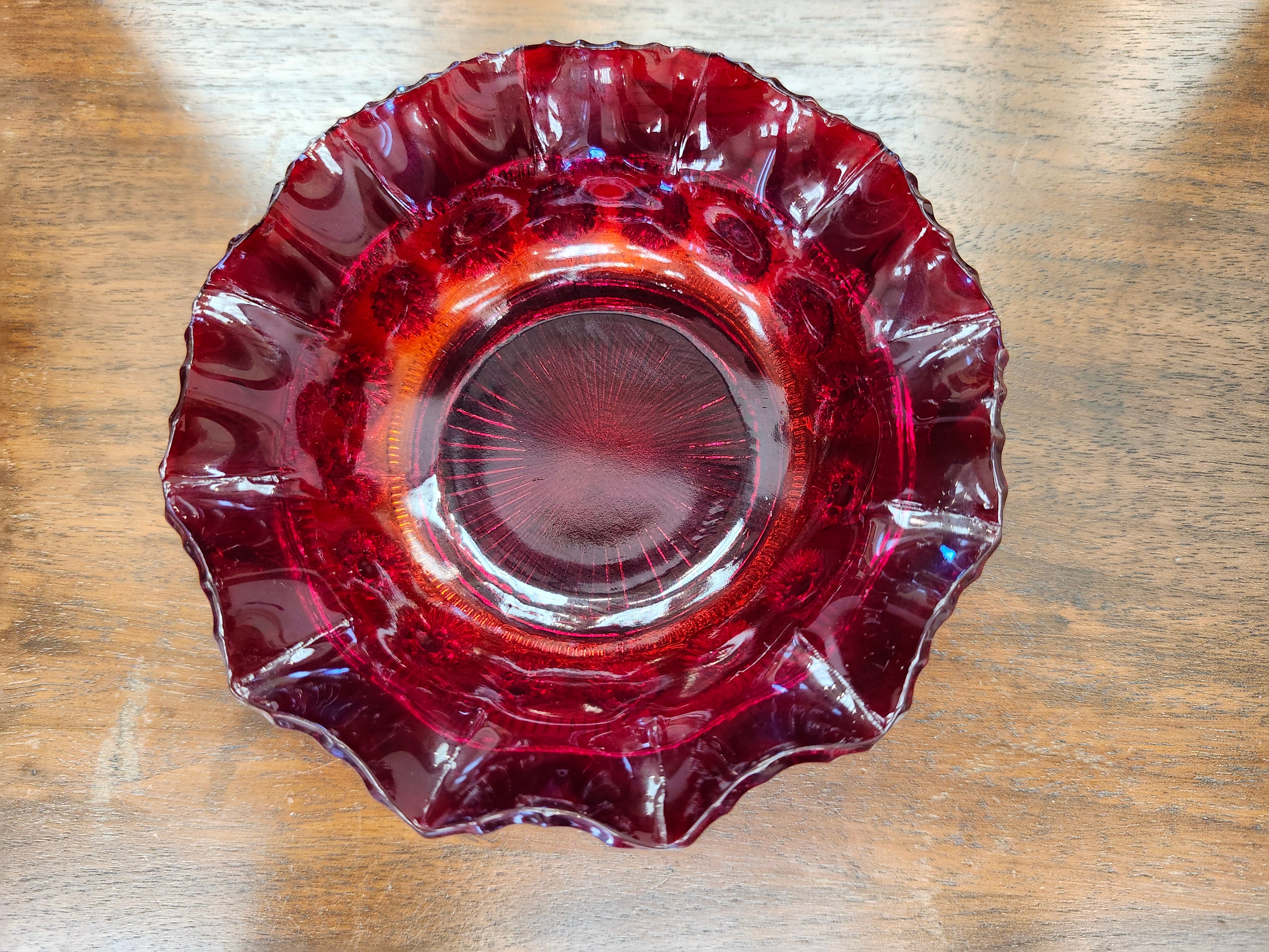 Red glass bowl