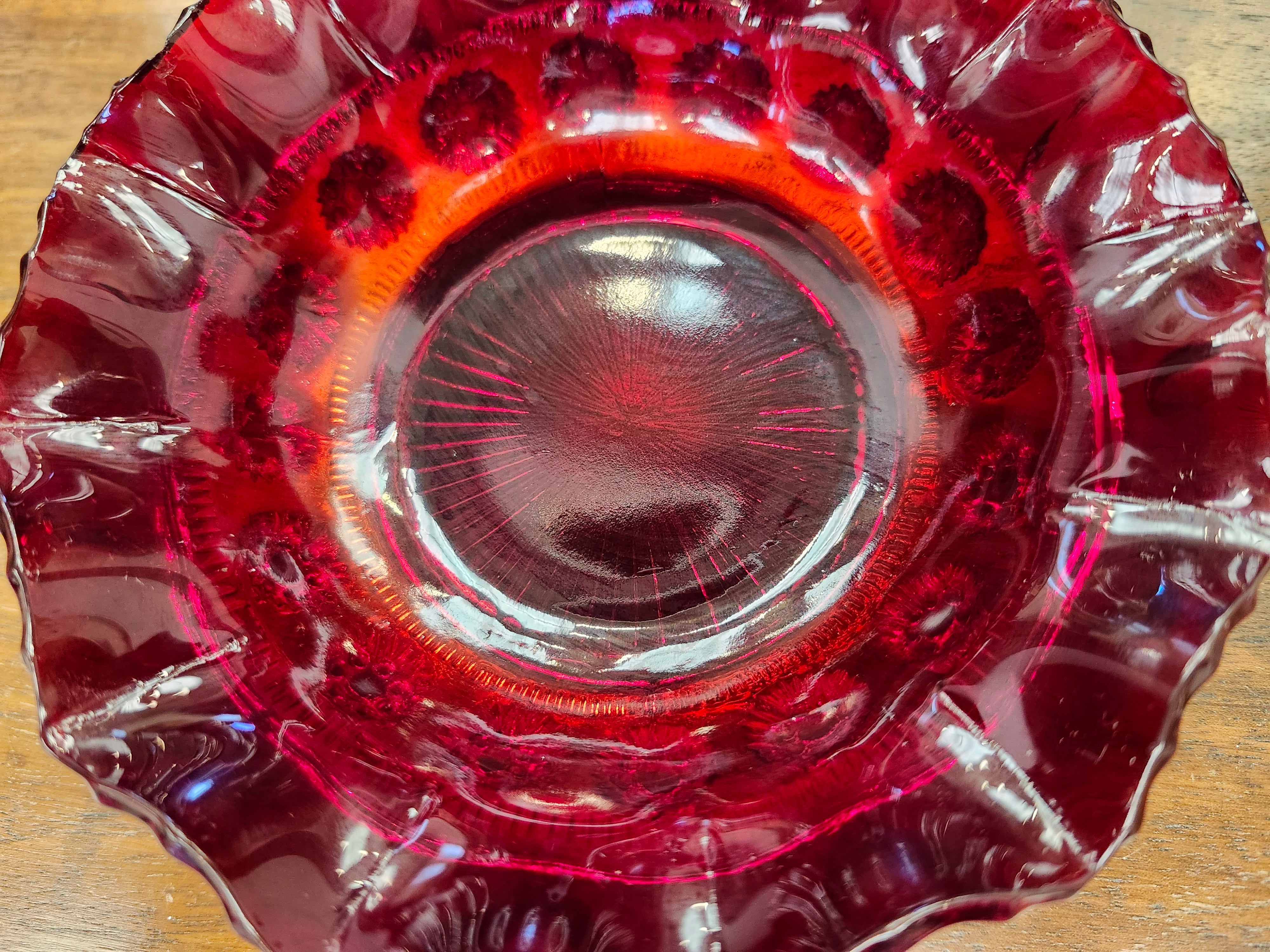 Red glass bowl