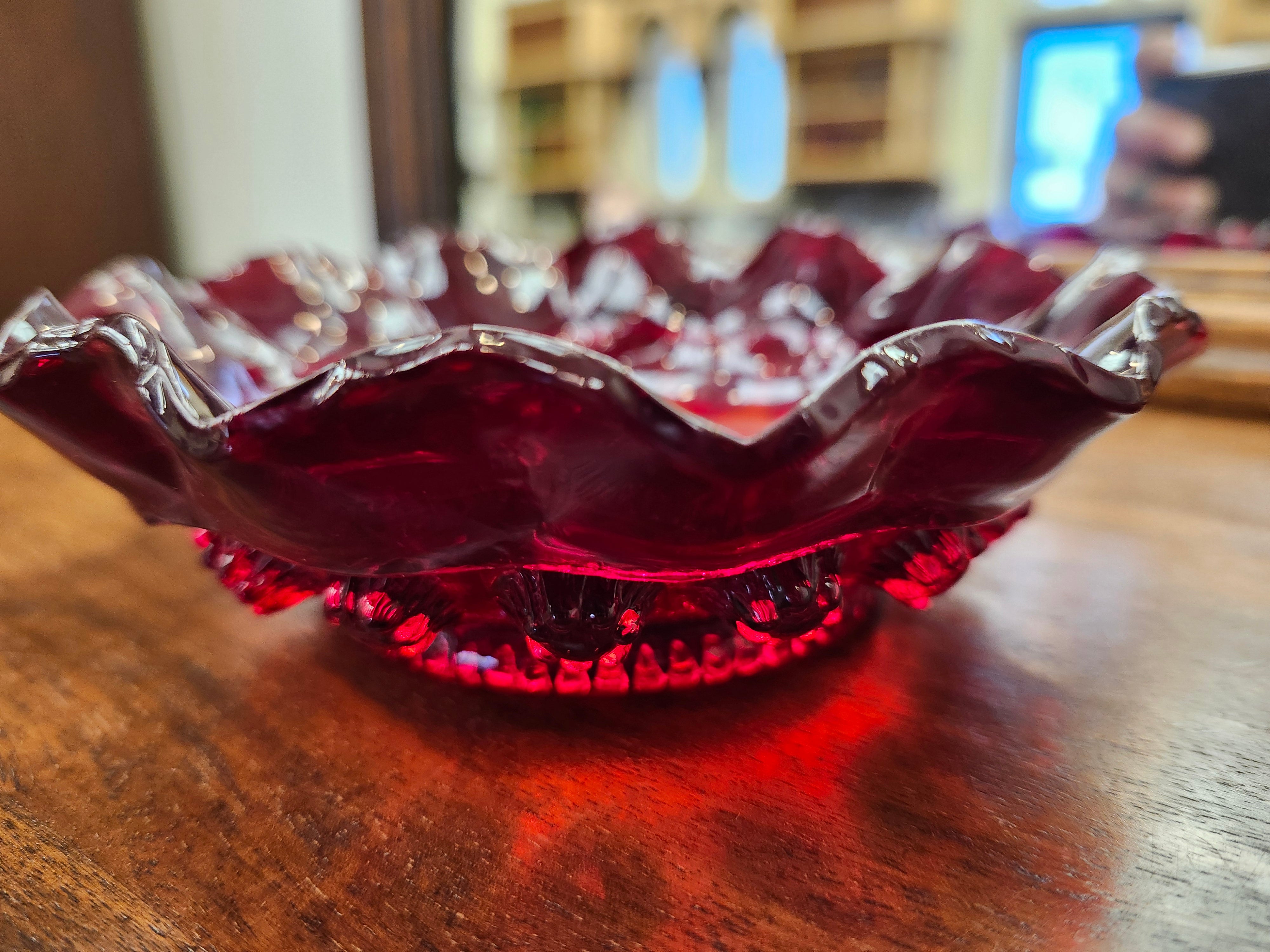 Red glass bowl