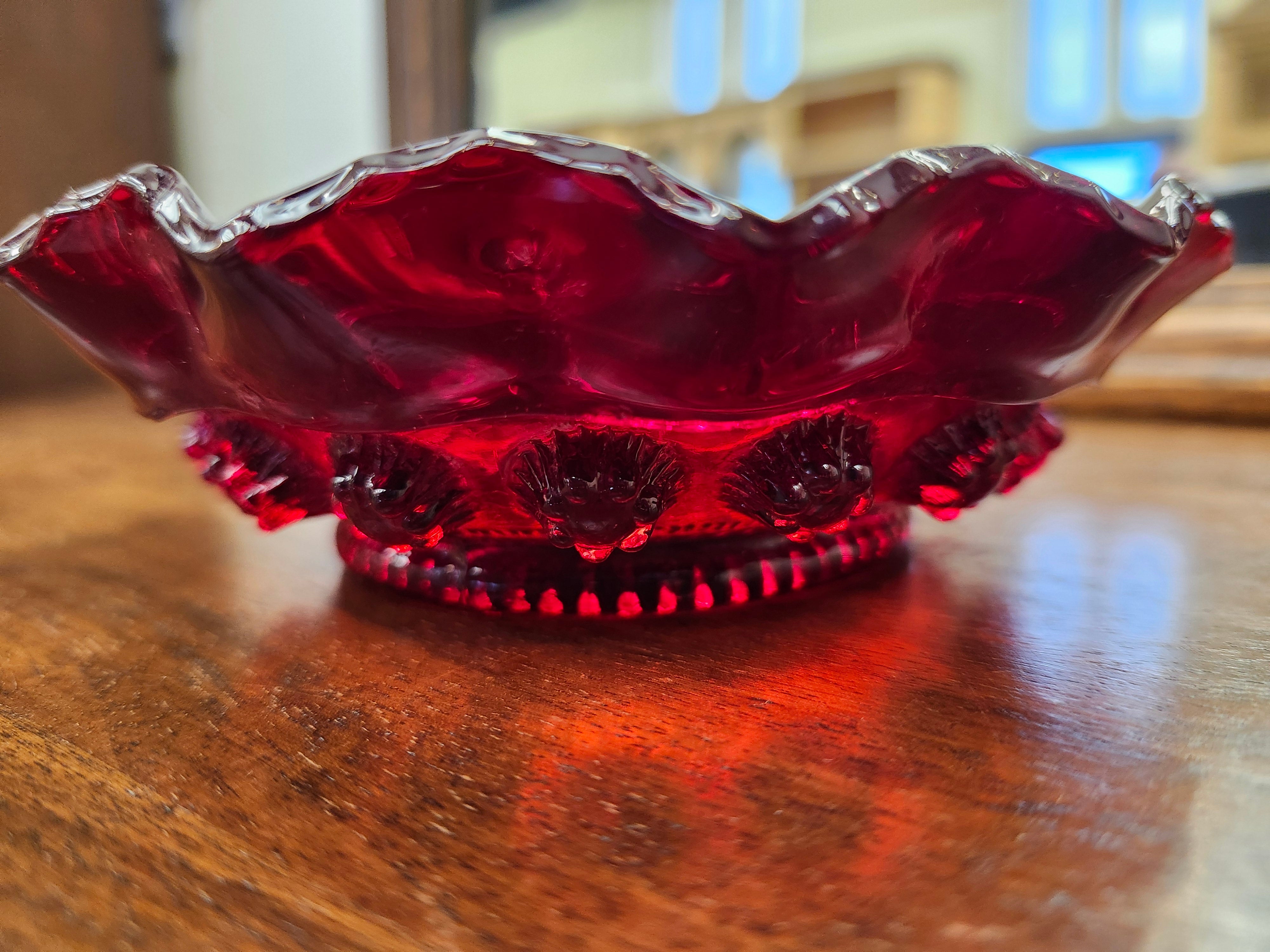 Red glass bowl