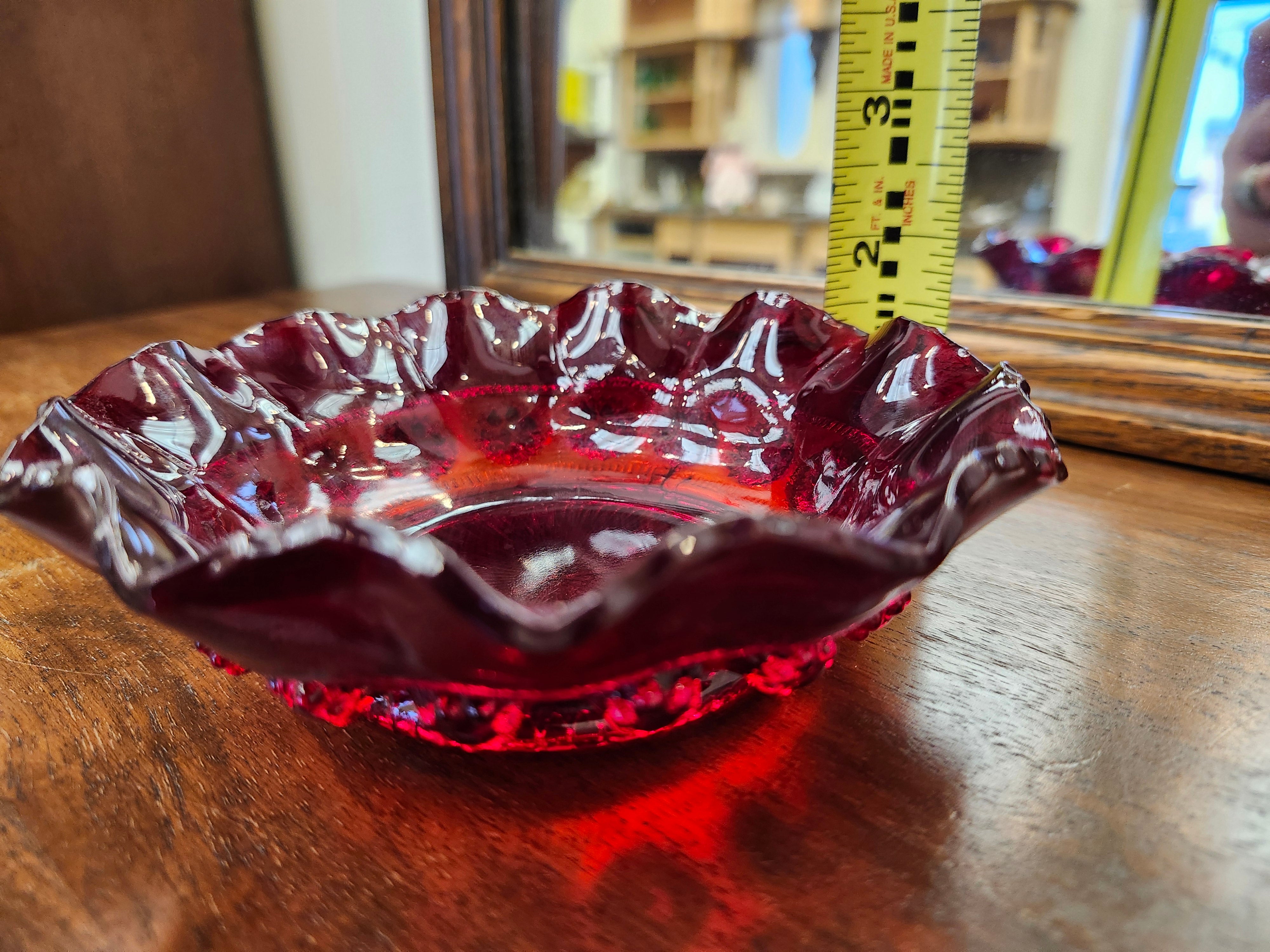 Red glass bowl