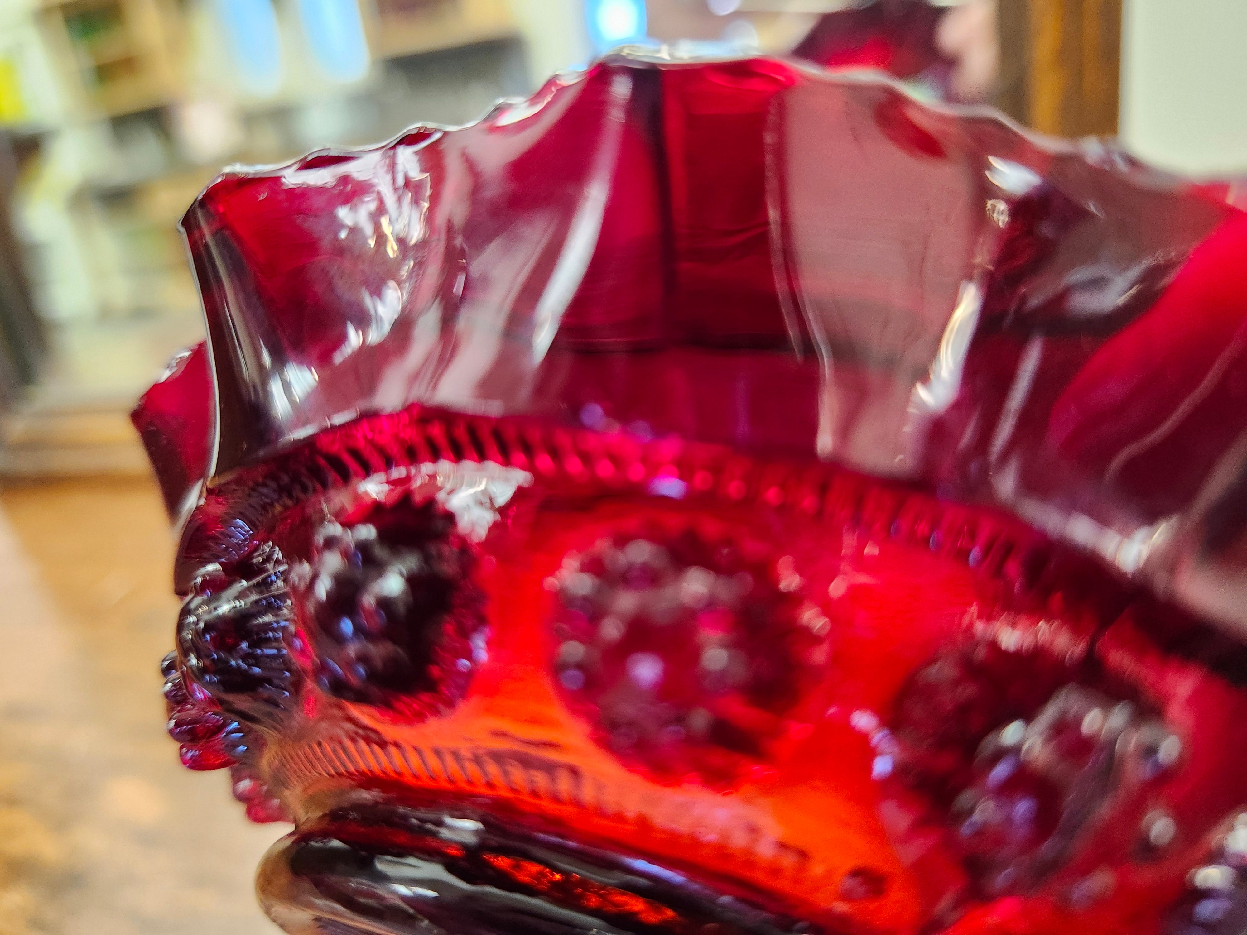 Red glass bowl