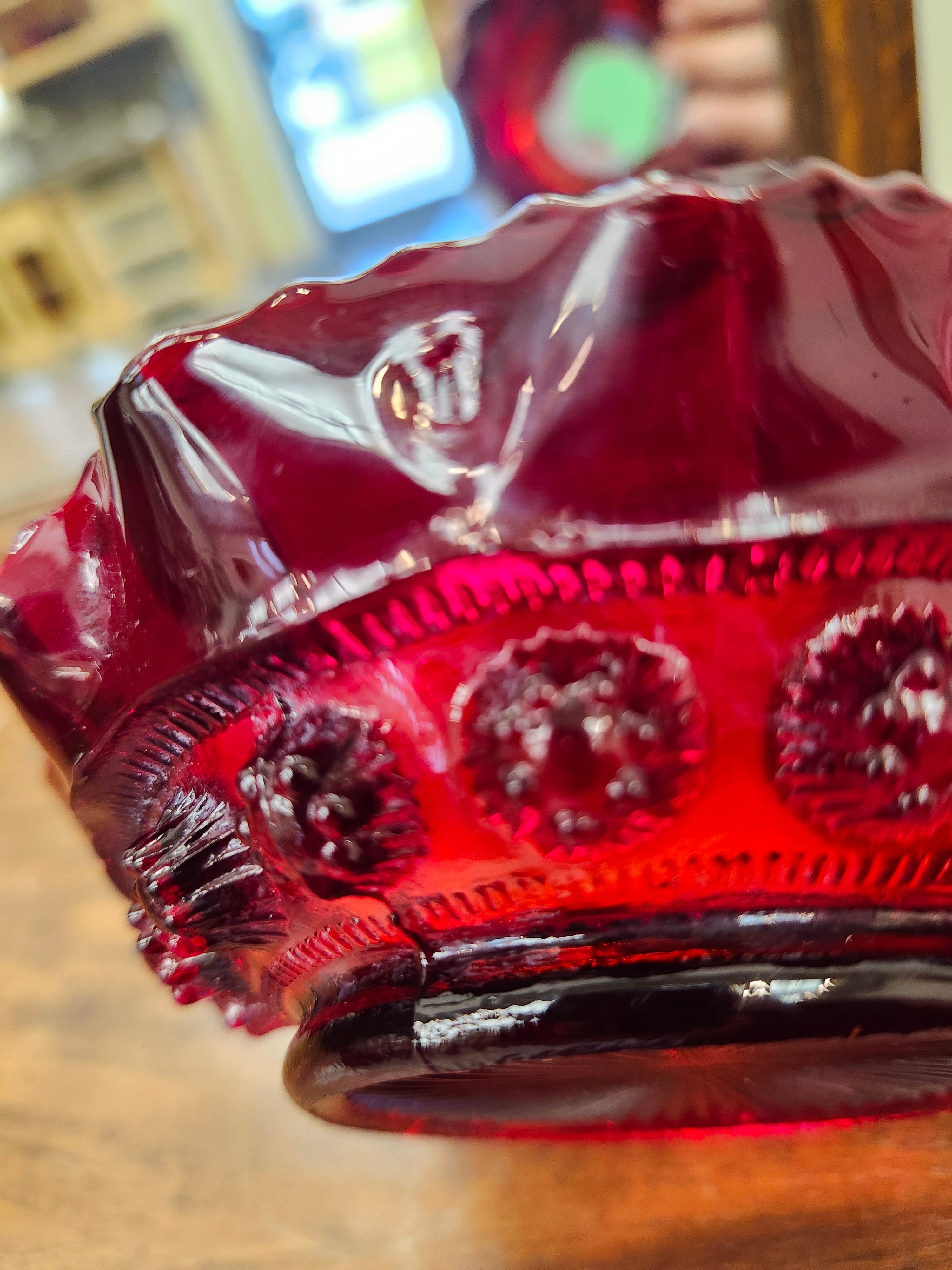 Red glass bowl
