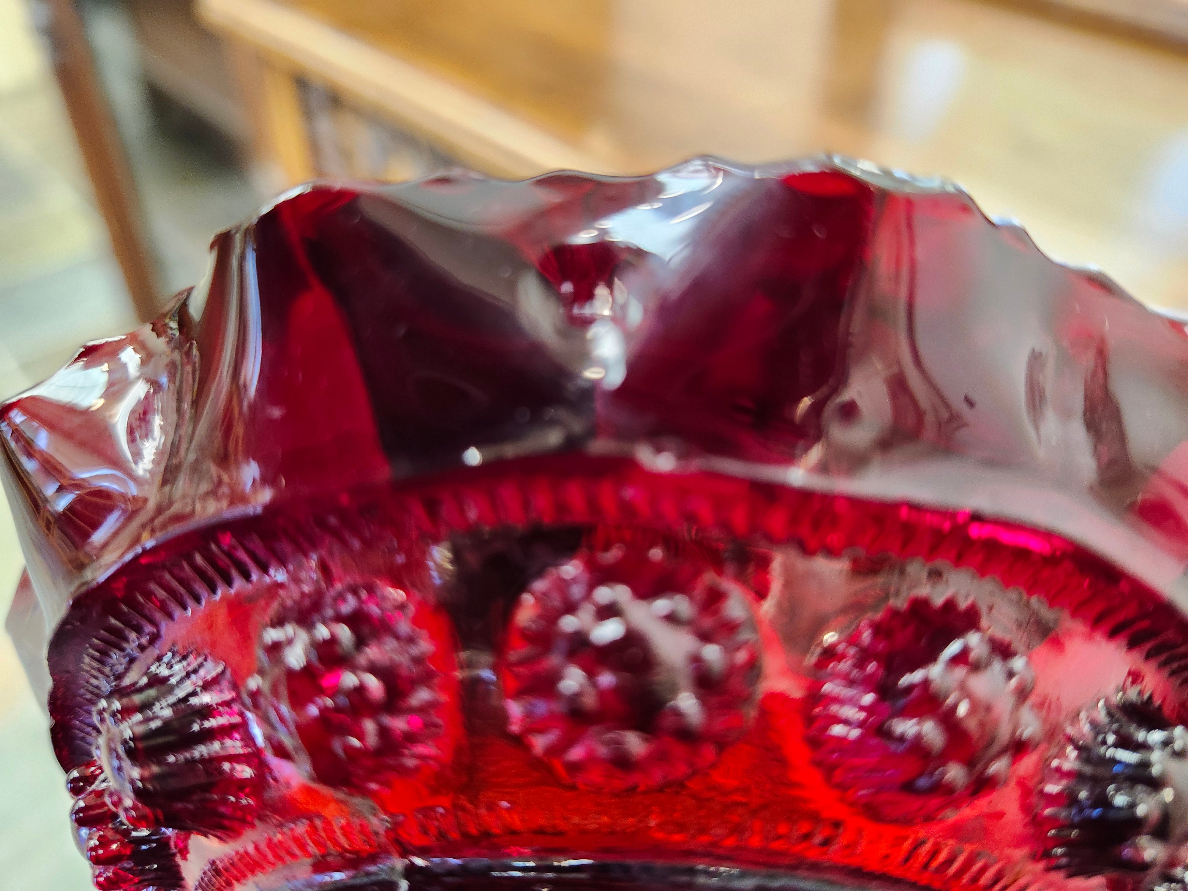Red glass bowl