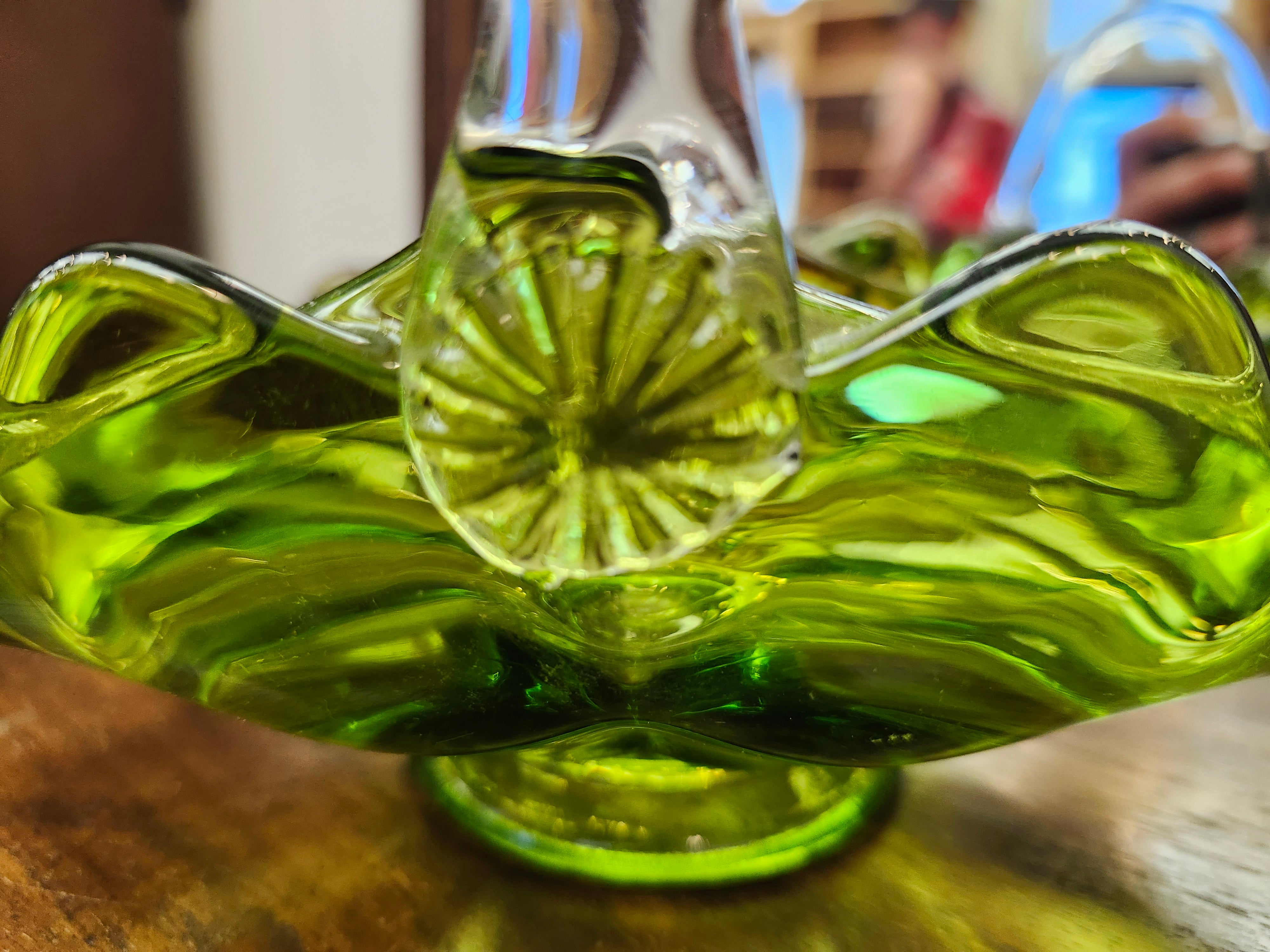 Viking green glass basket