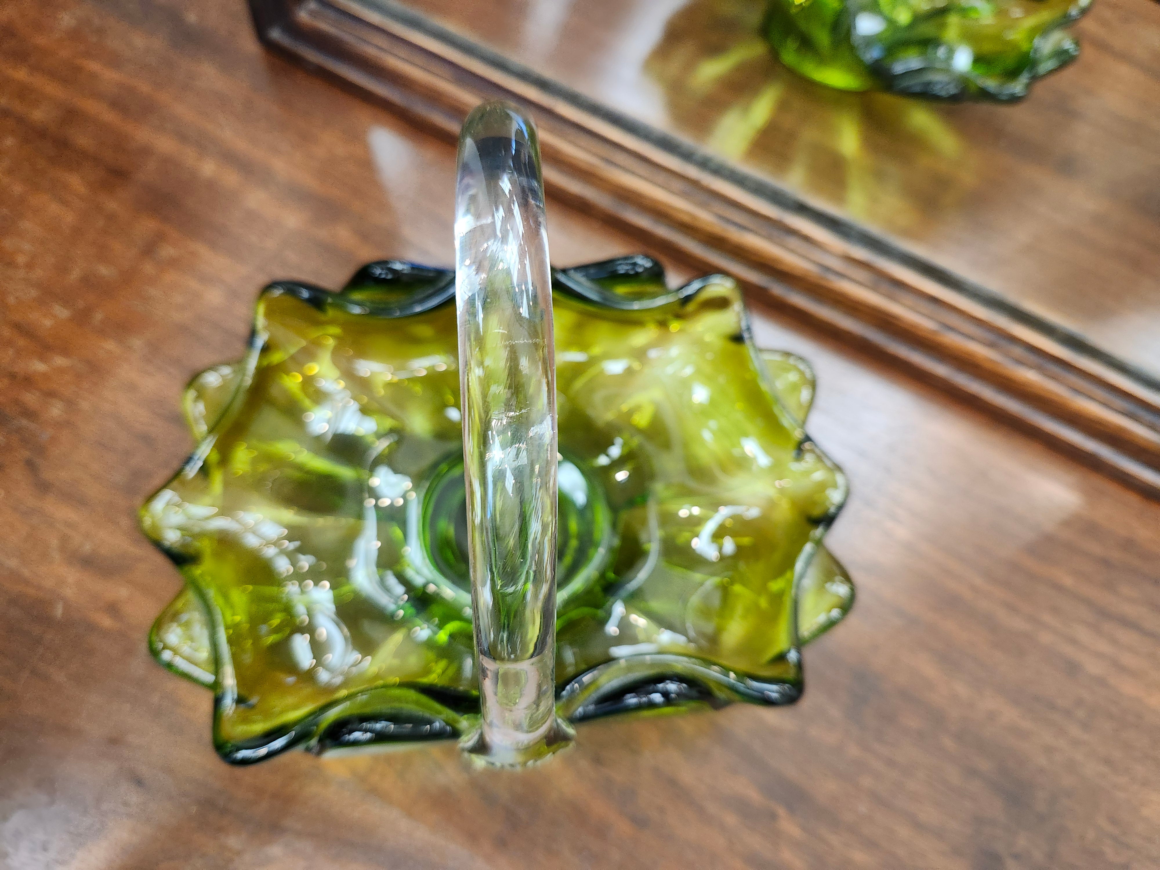 Viking green glass basket