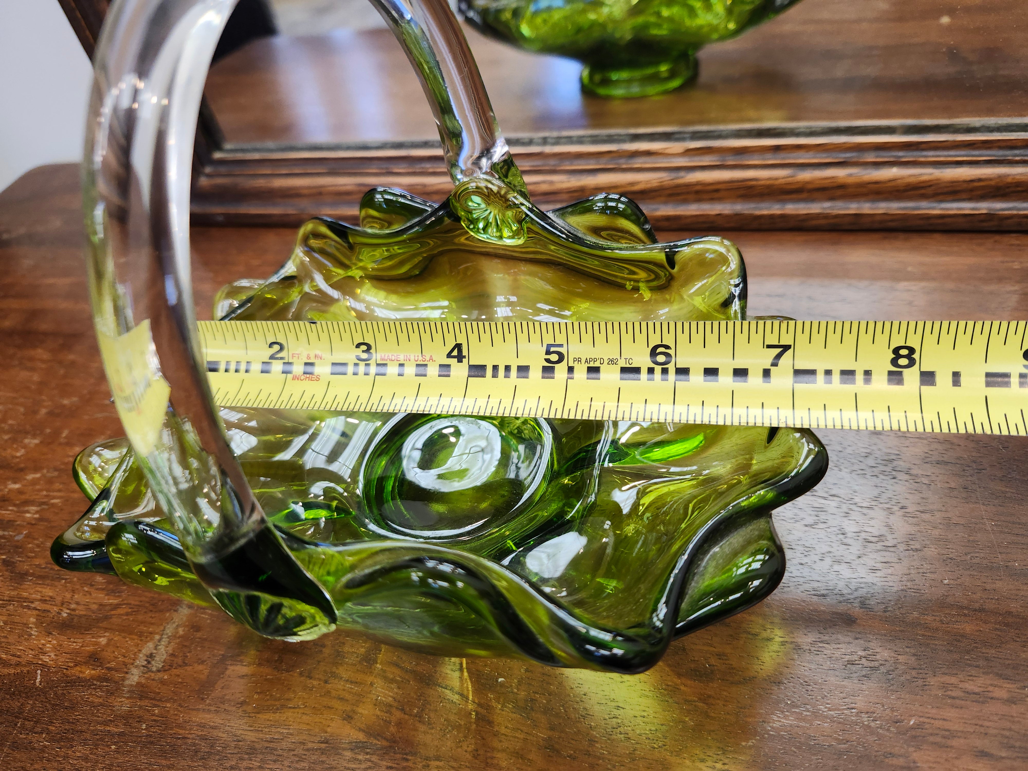 Viking green glass basket