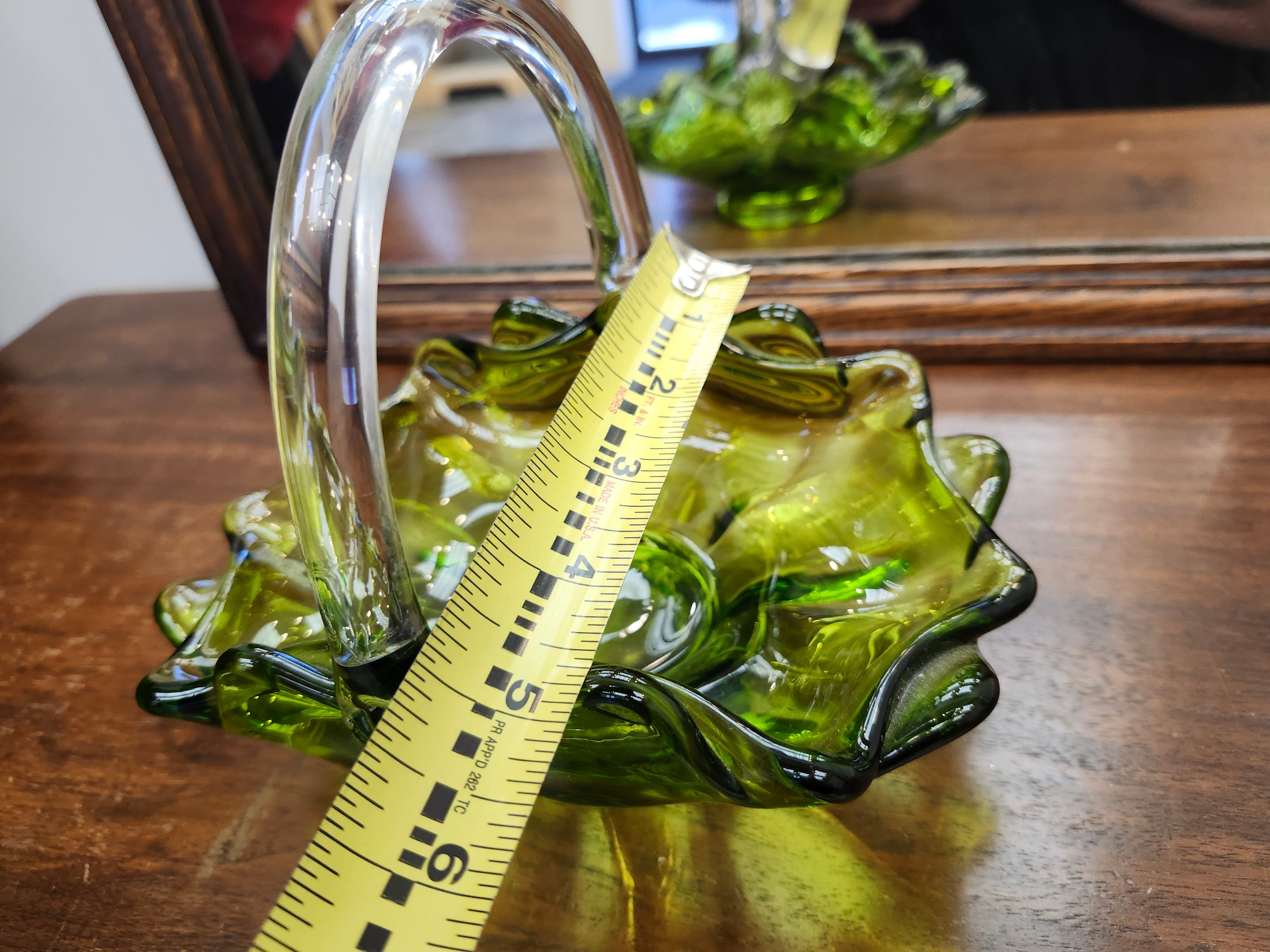 Viking green glass basket