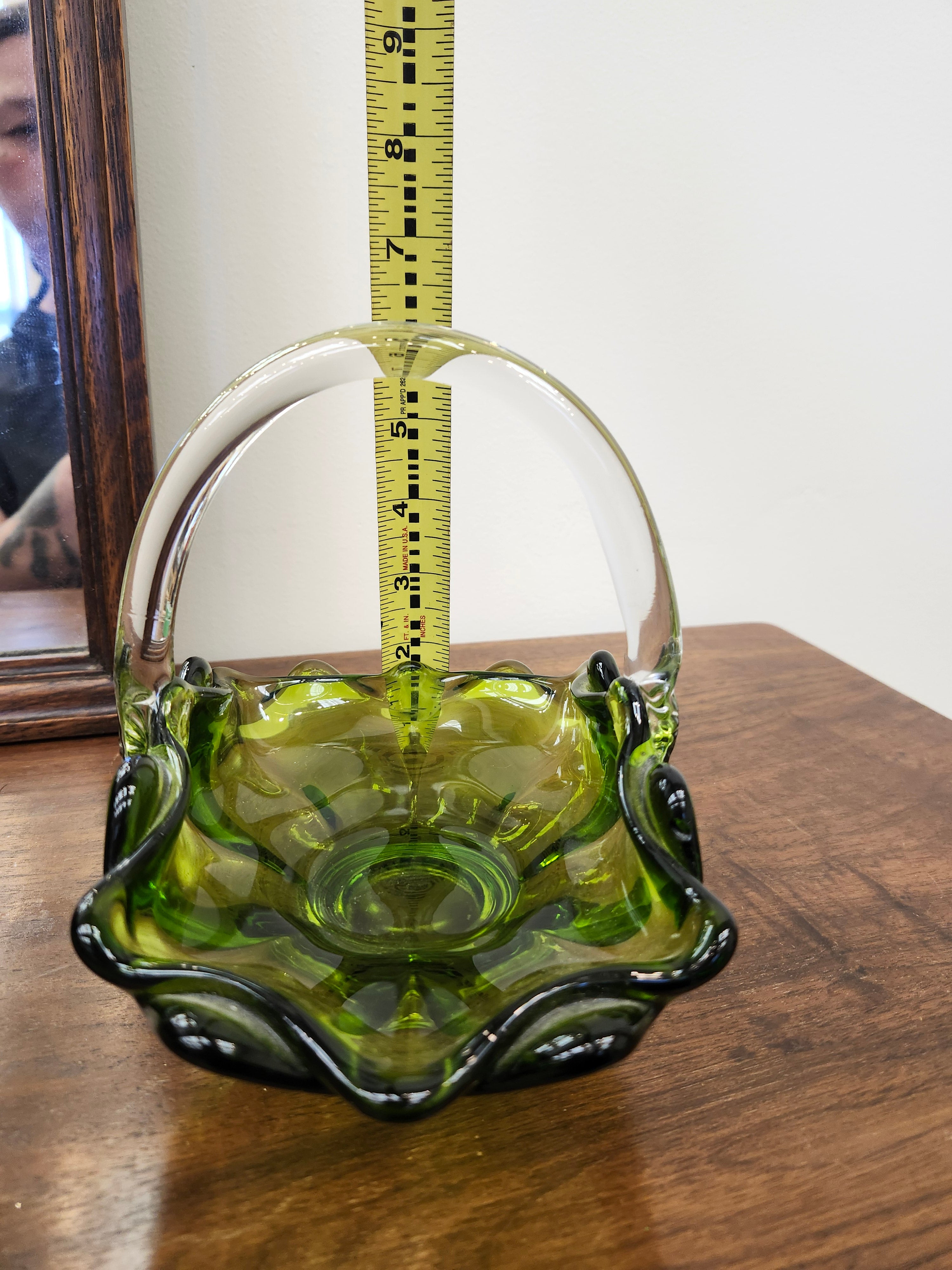 Viking green glass basket