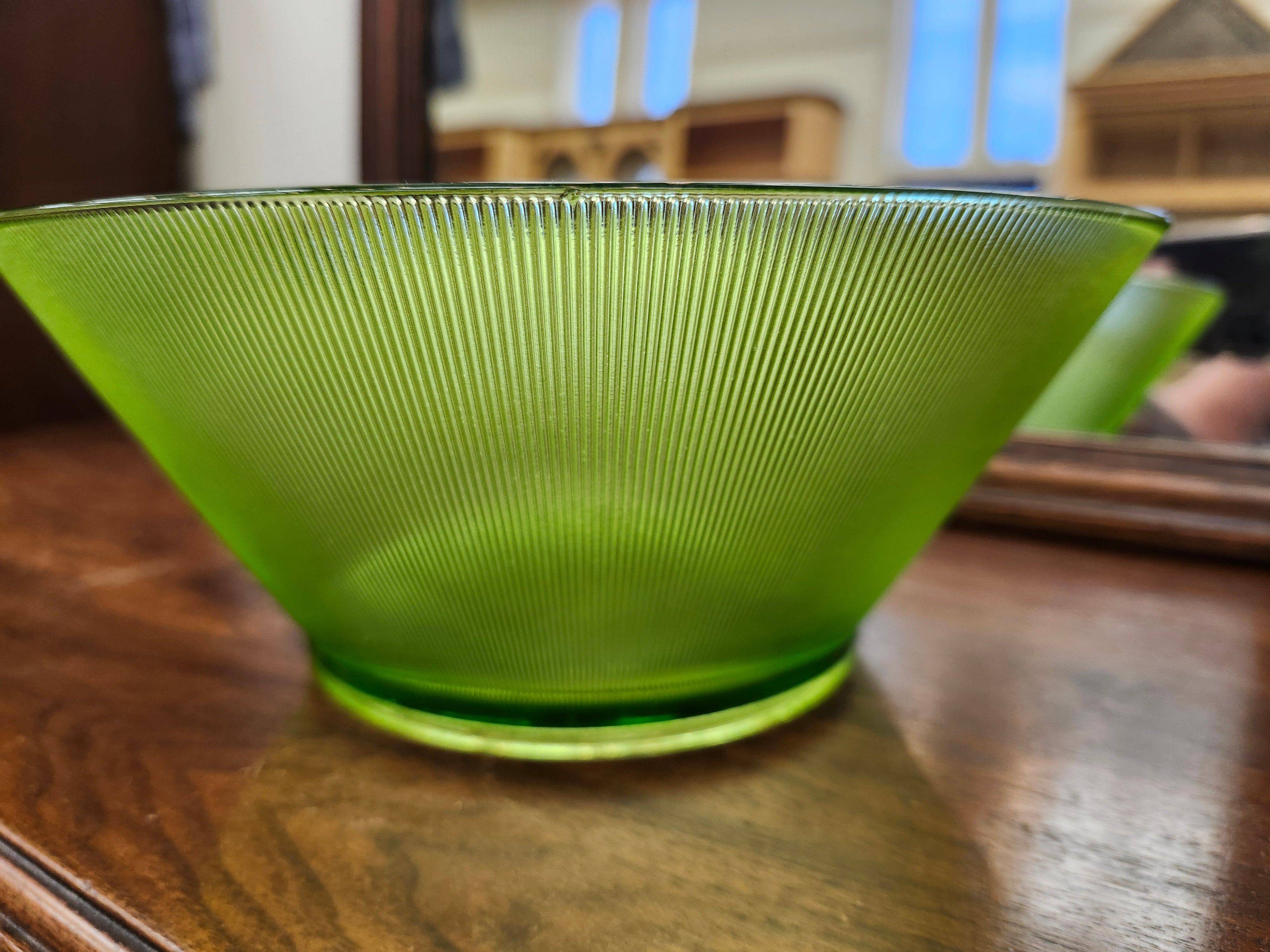 Green glass bowl
