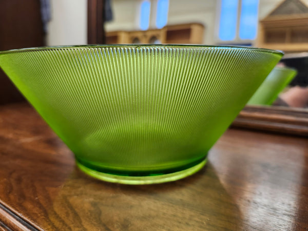 Green glass bowl