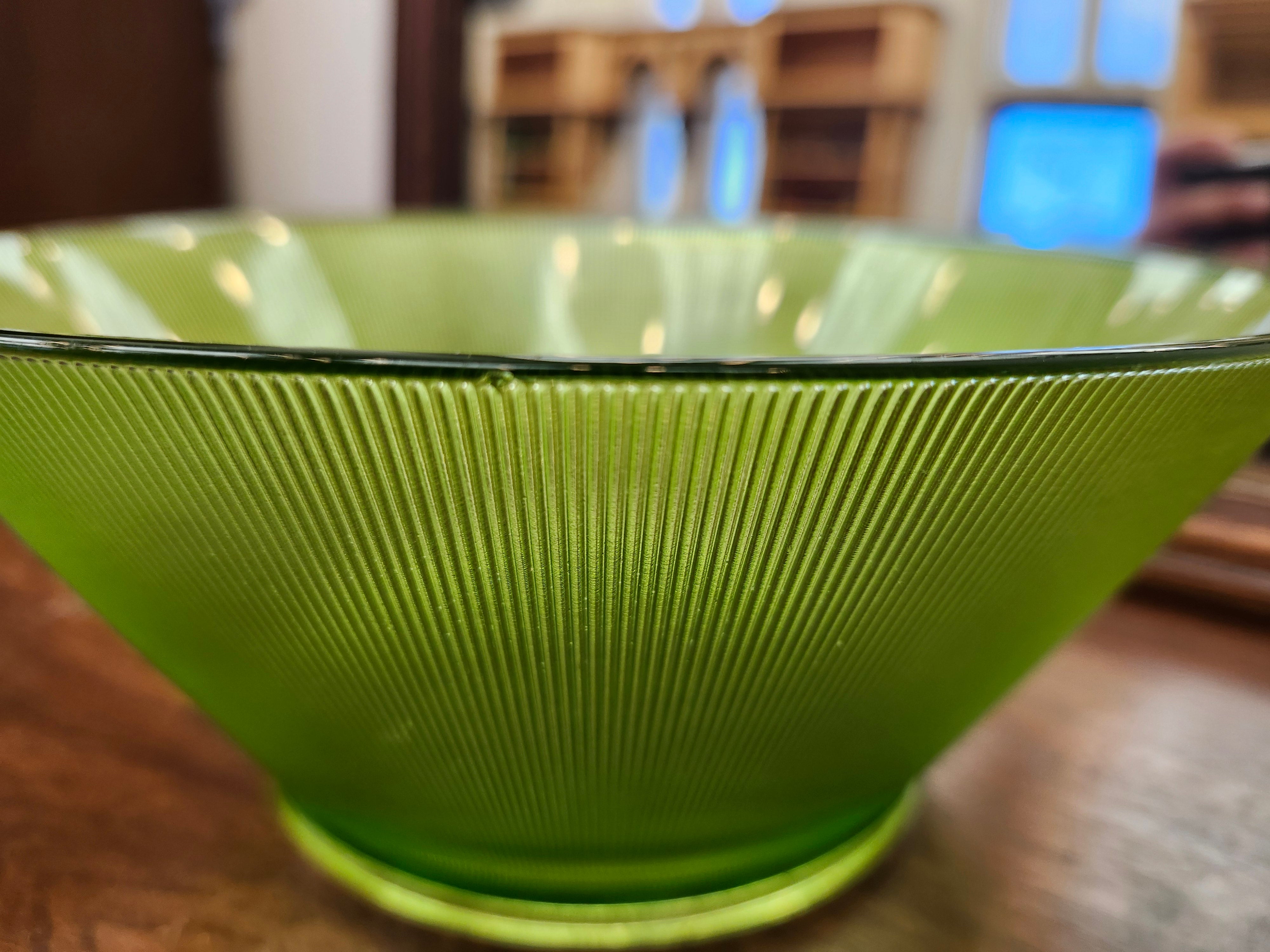Green glass bowl