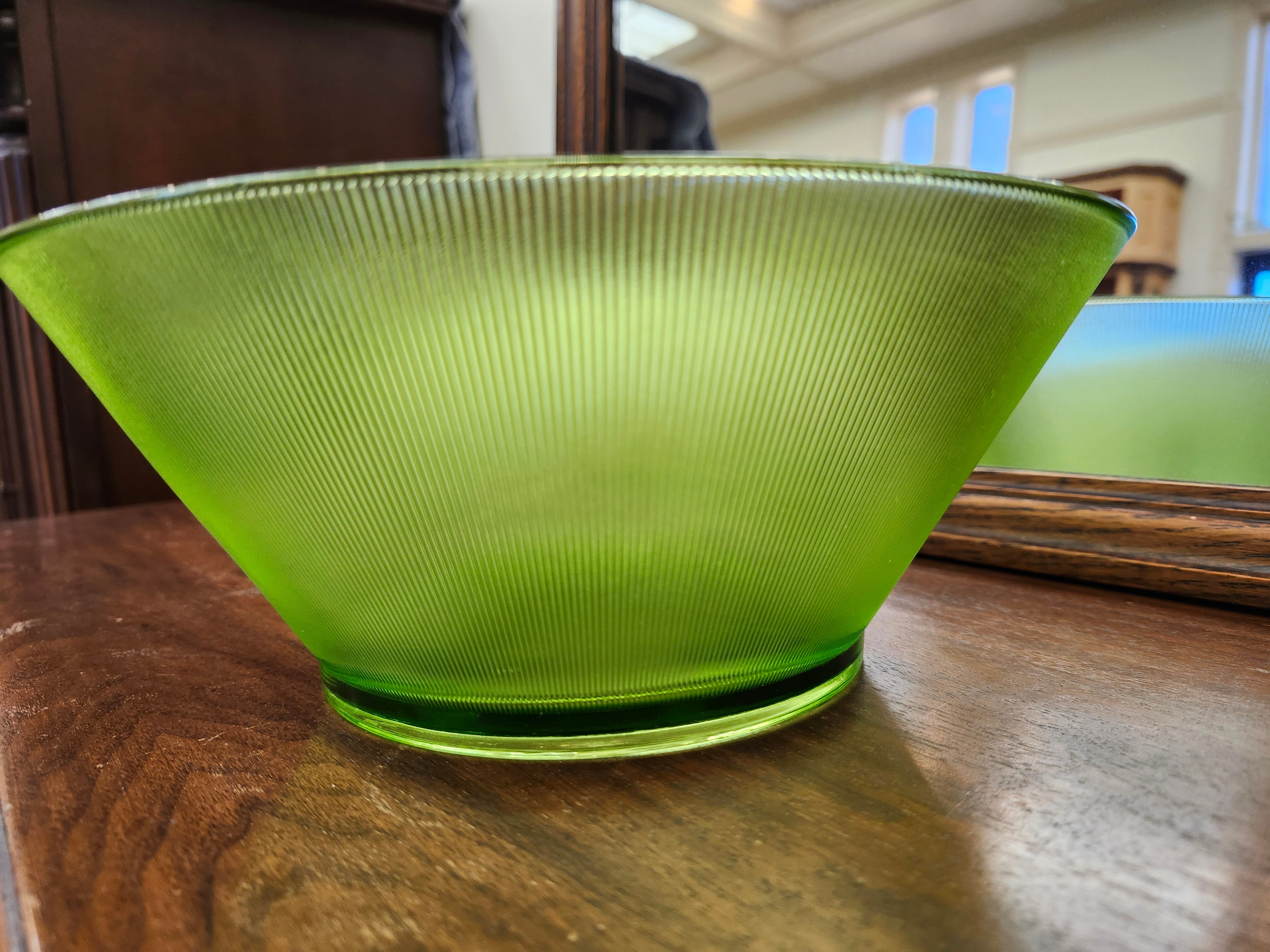 Green glass bowl
