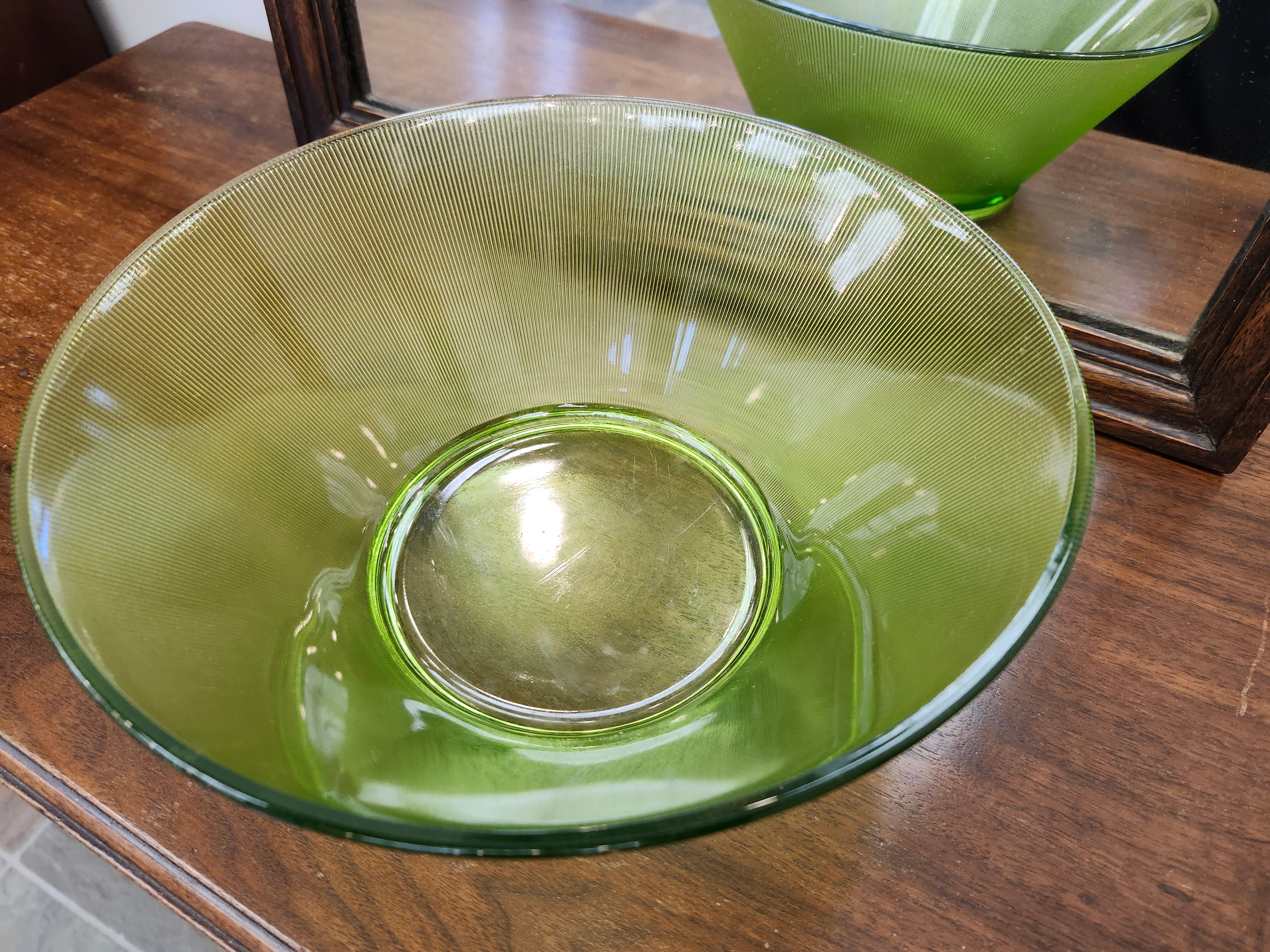 Green glass bowl