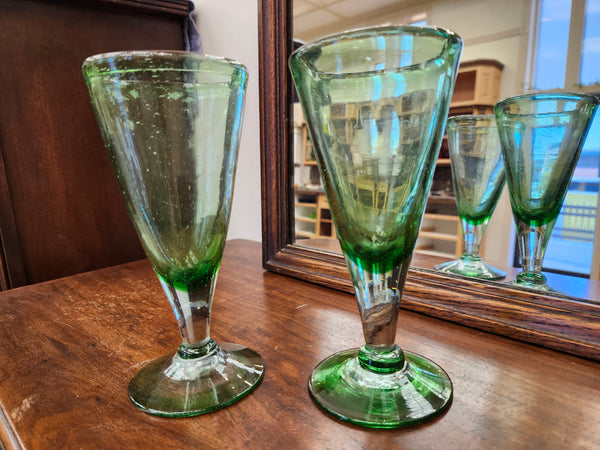 X2 green wine glasses