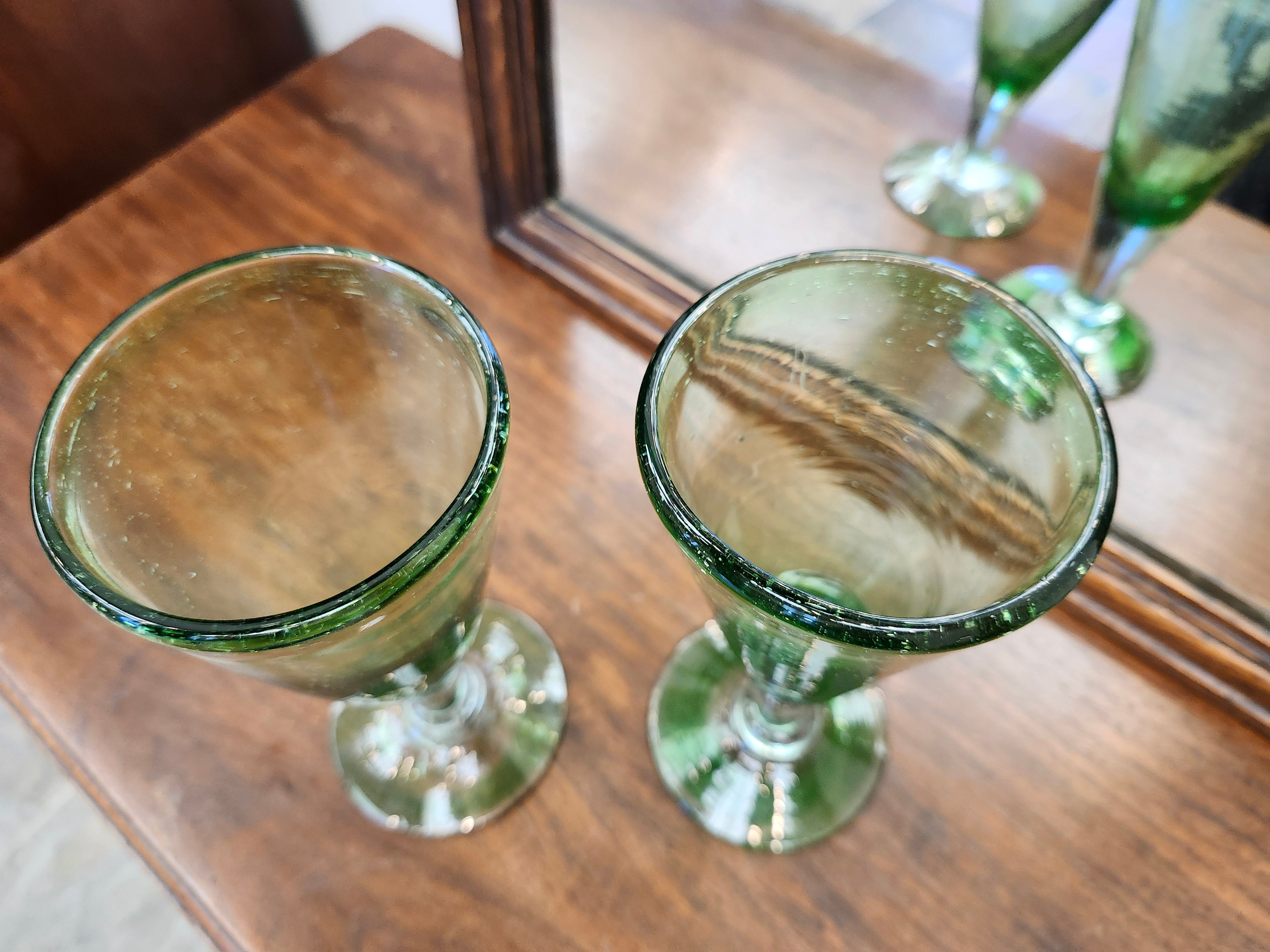 X2 green wine glasses