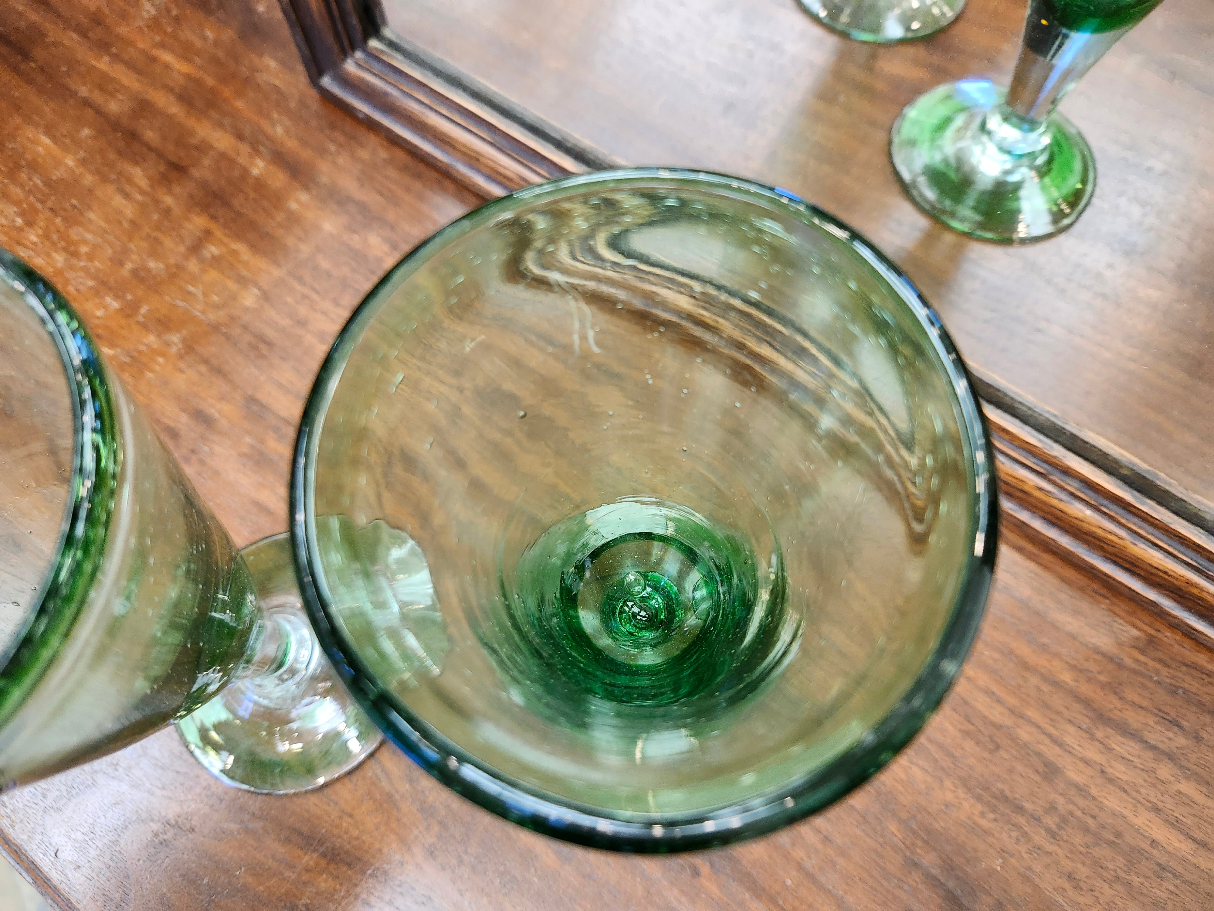 X2 green wine glasses