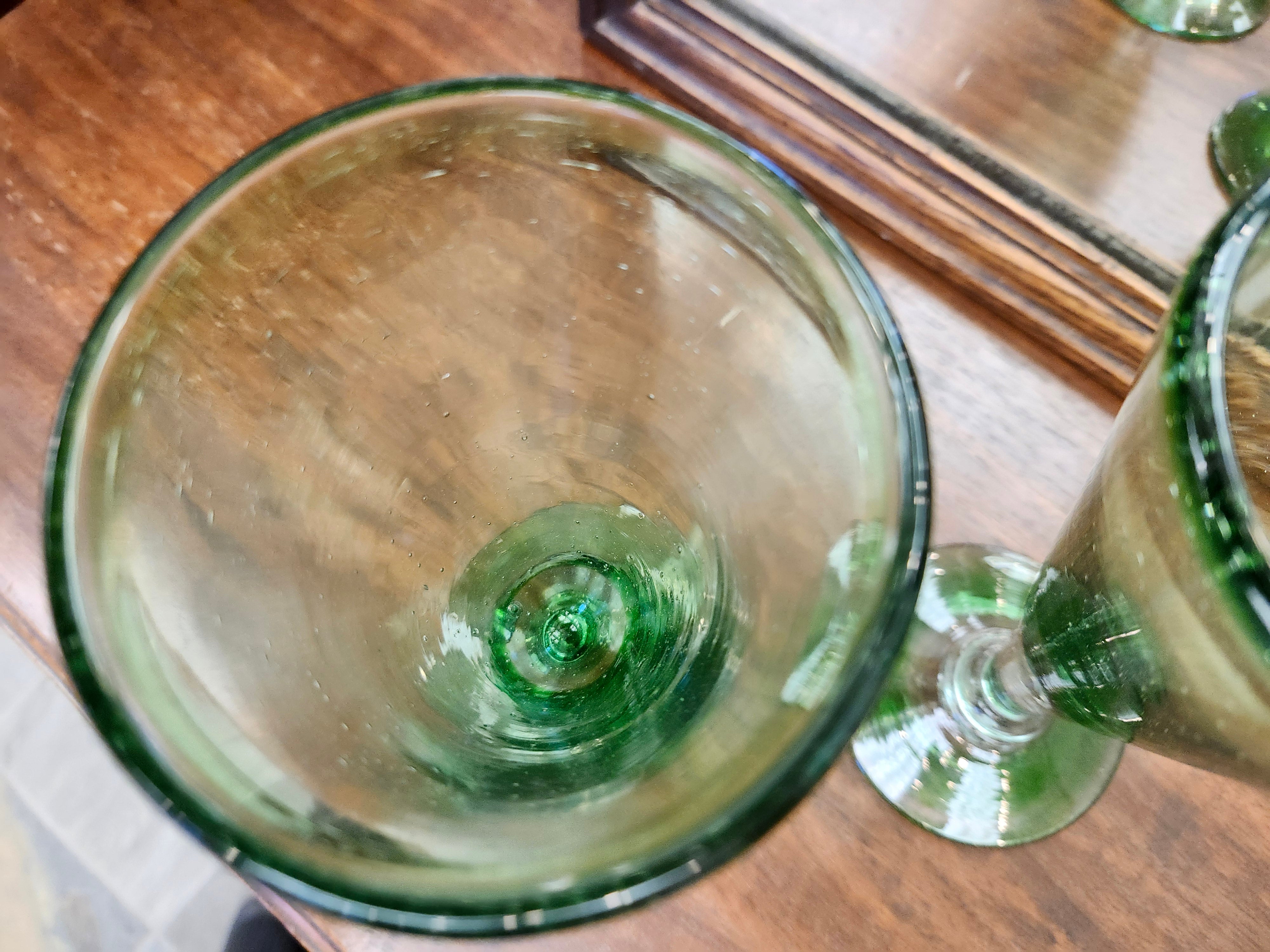 X2 green wine glasses