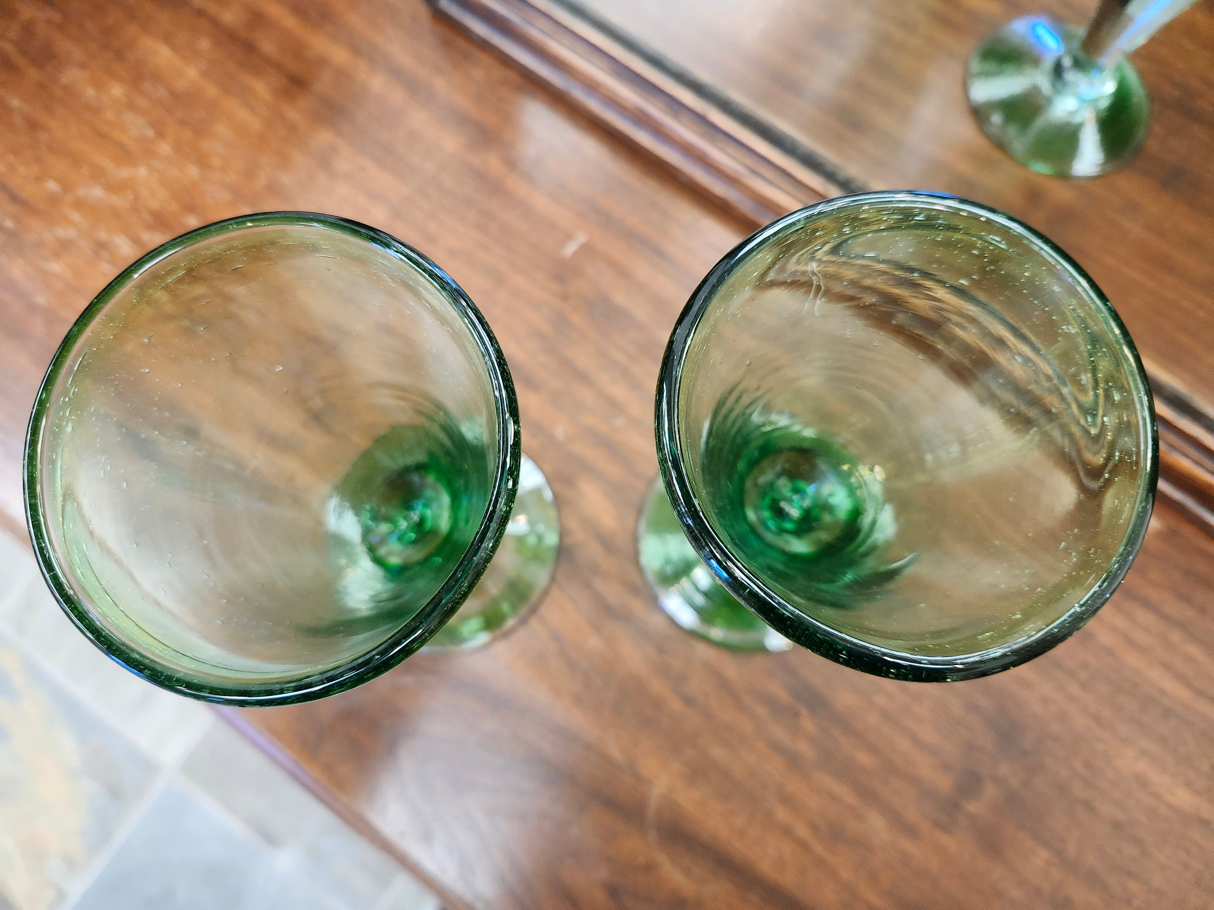 X2 green wine glasses