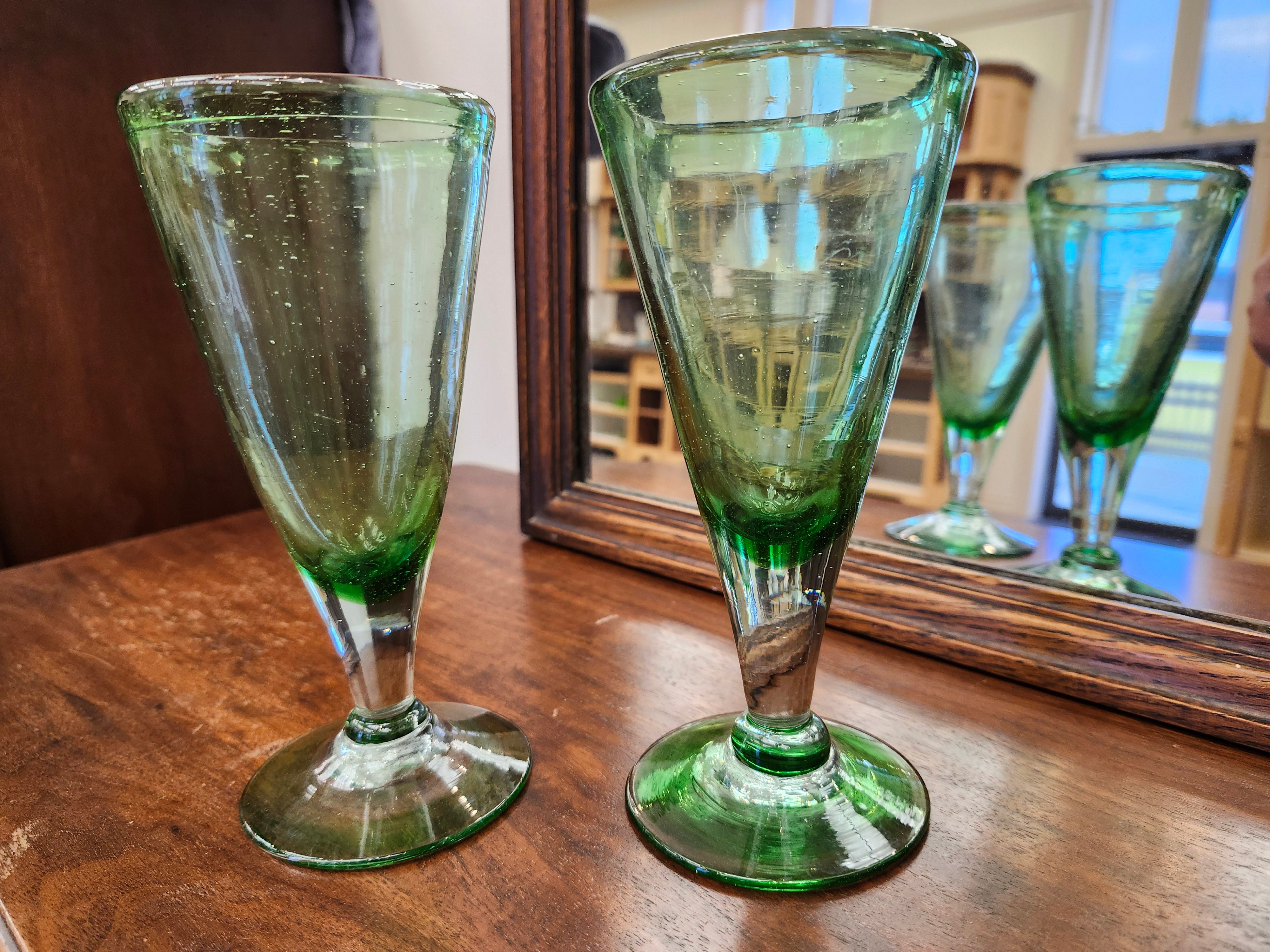 X2 green wine glasses