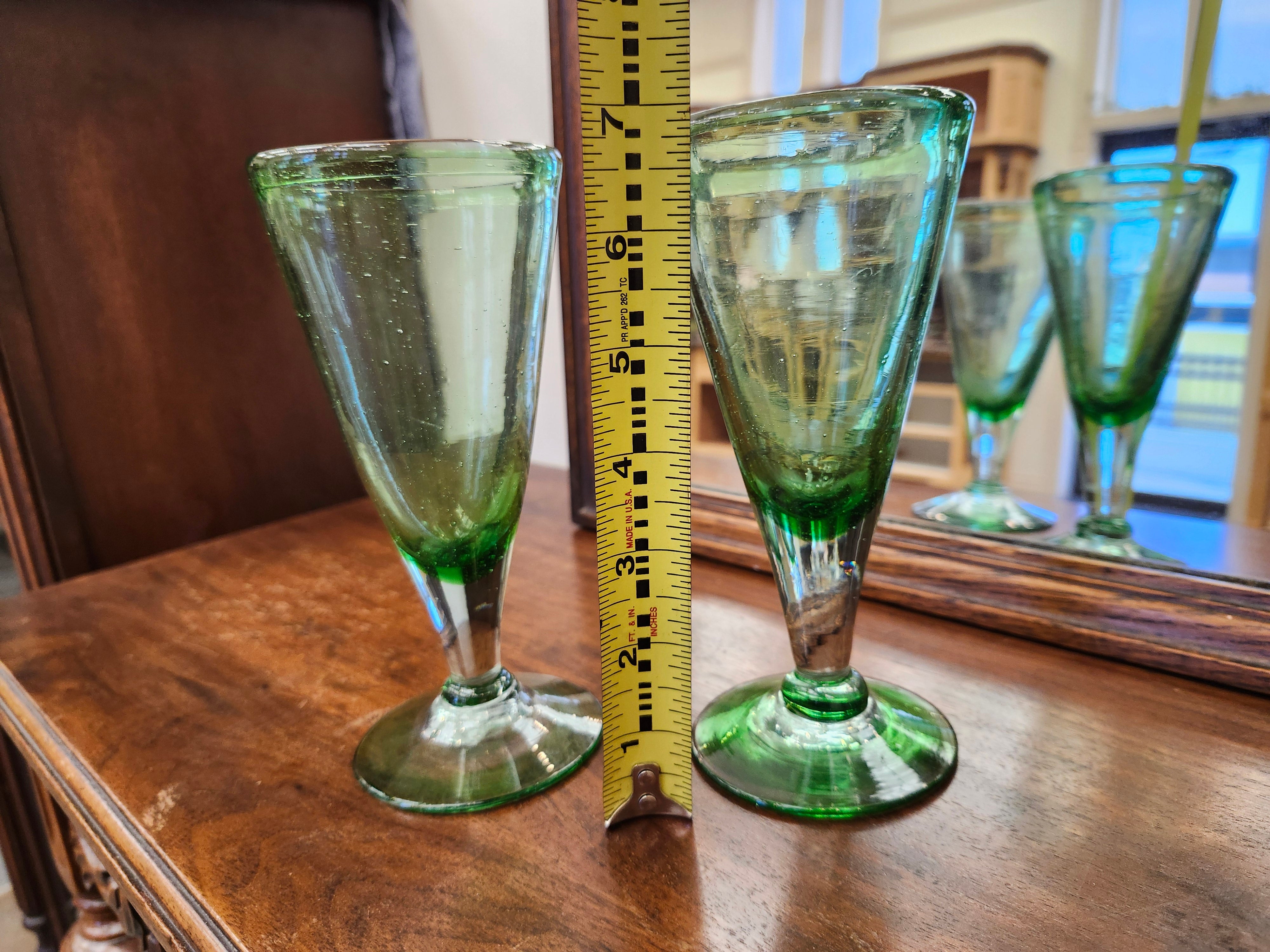 X2 green wine glasses