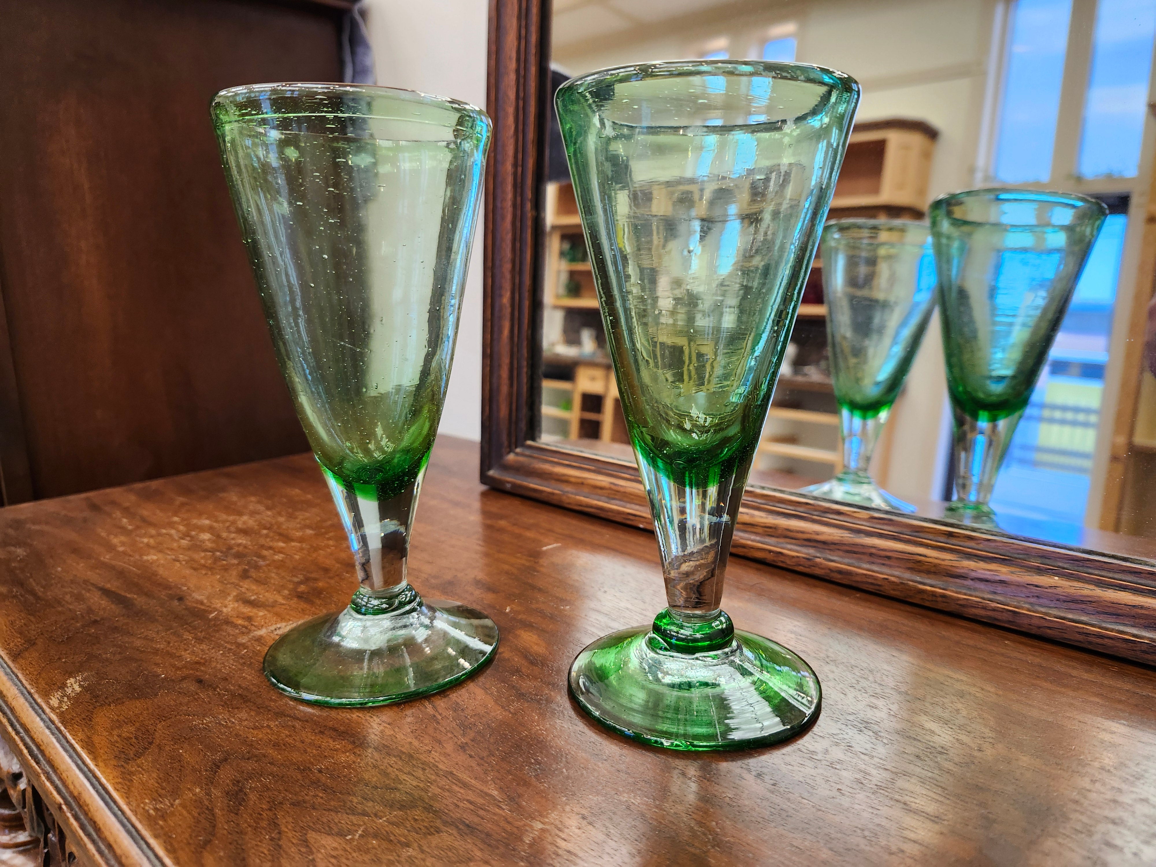 X2 green wine glasses