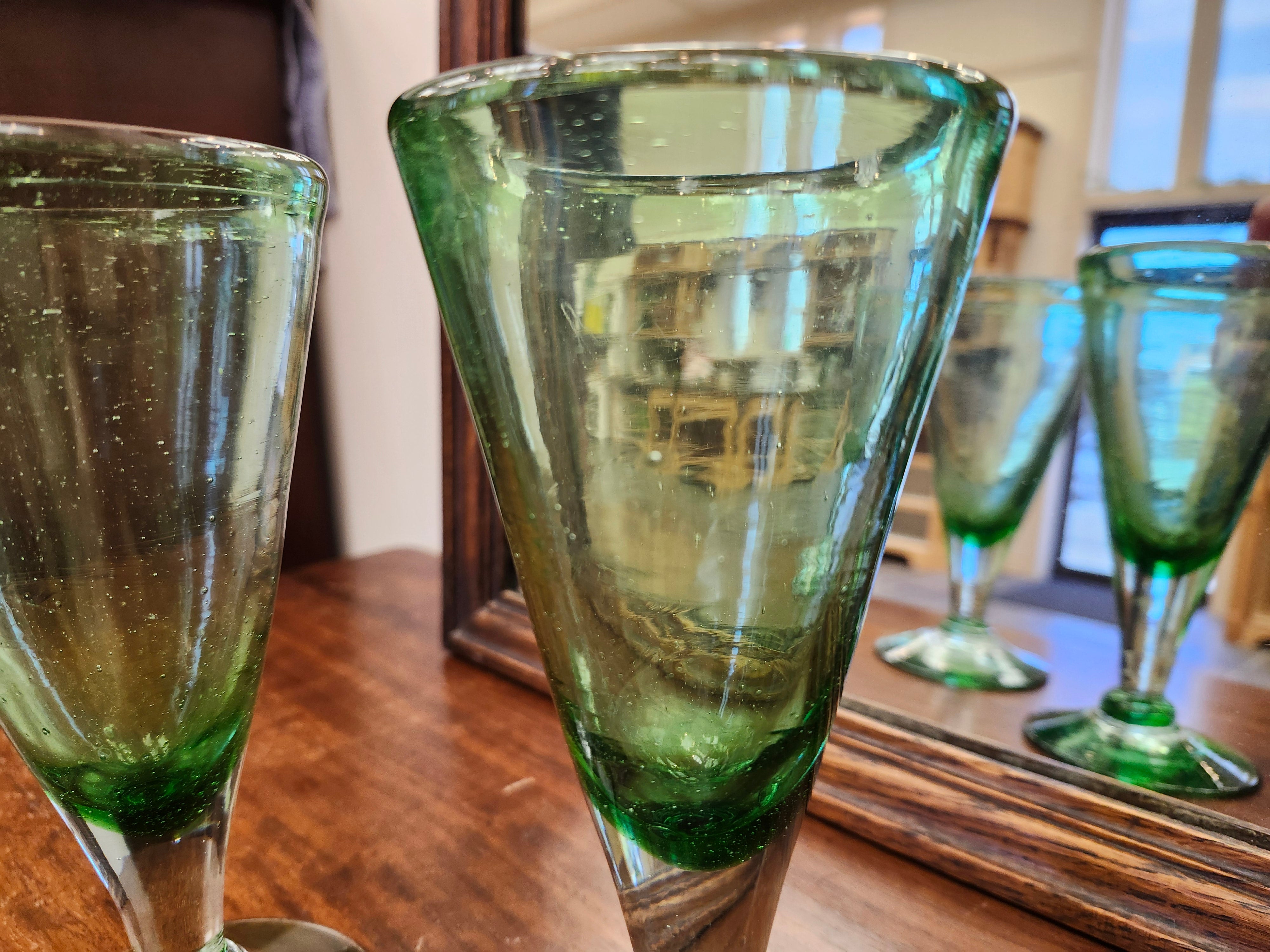 X2 green wine glasses