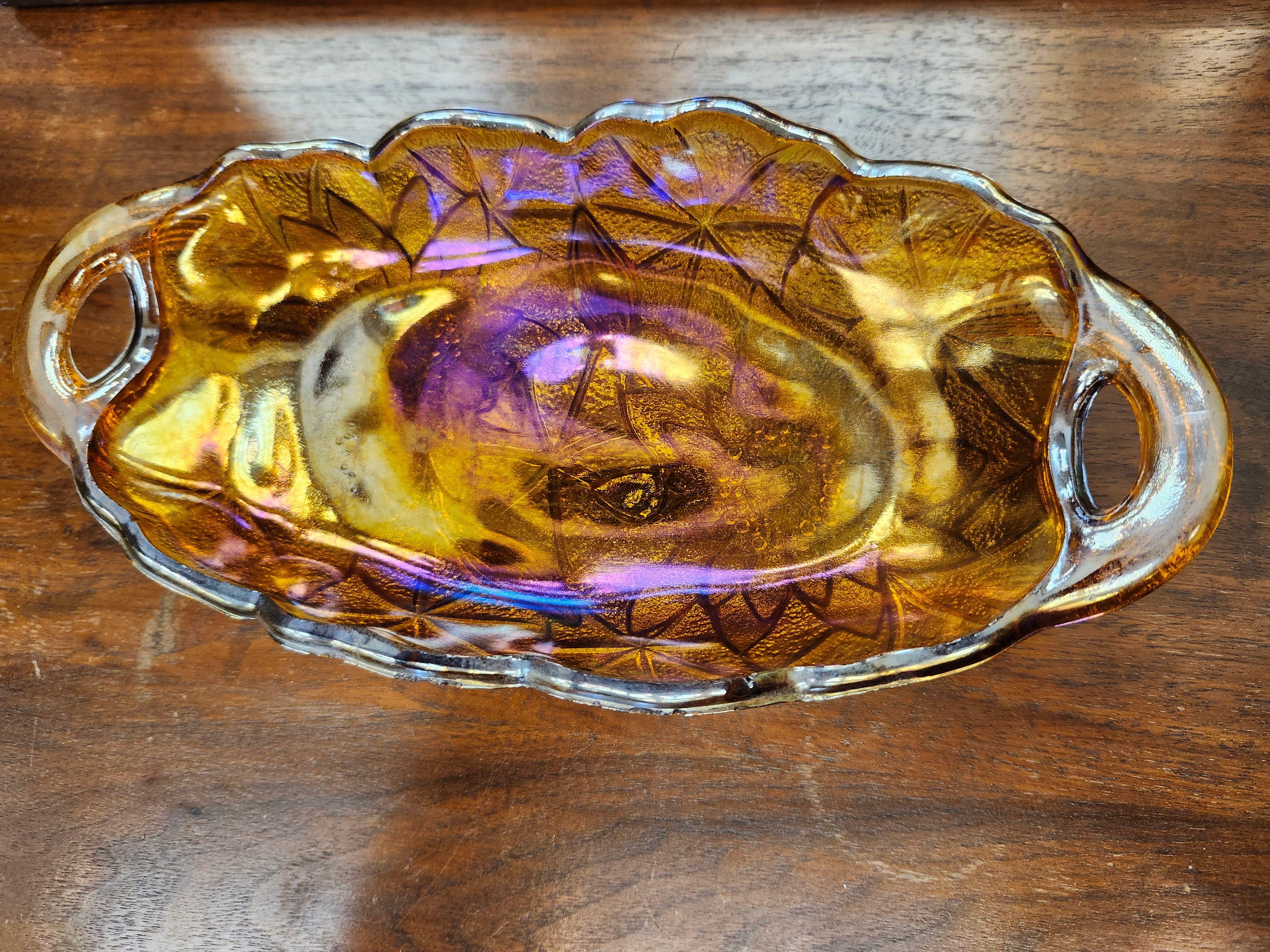 Carnival glass dish