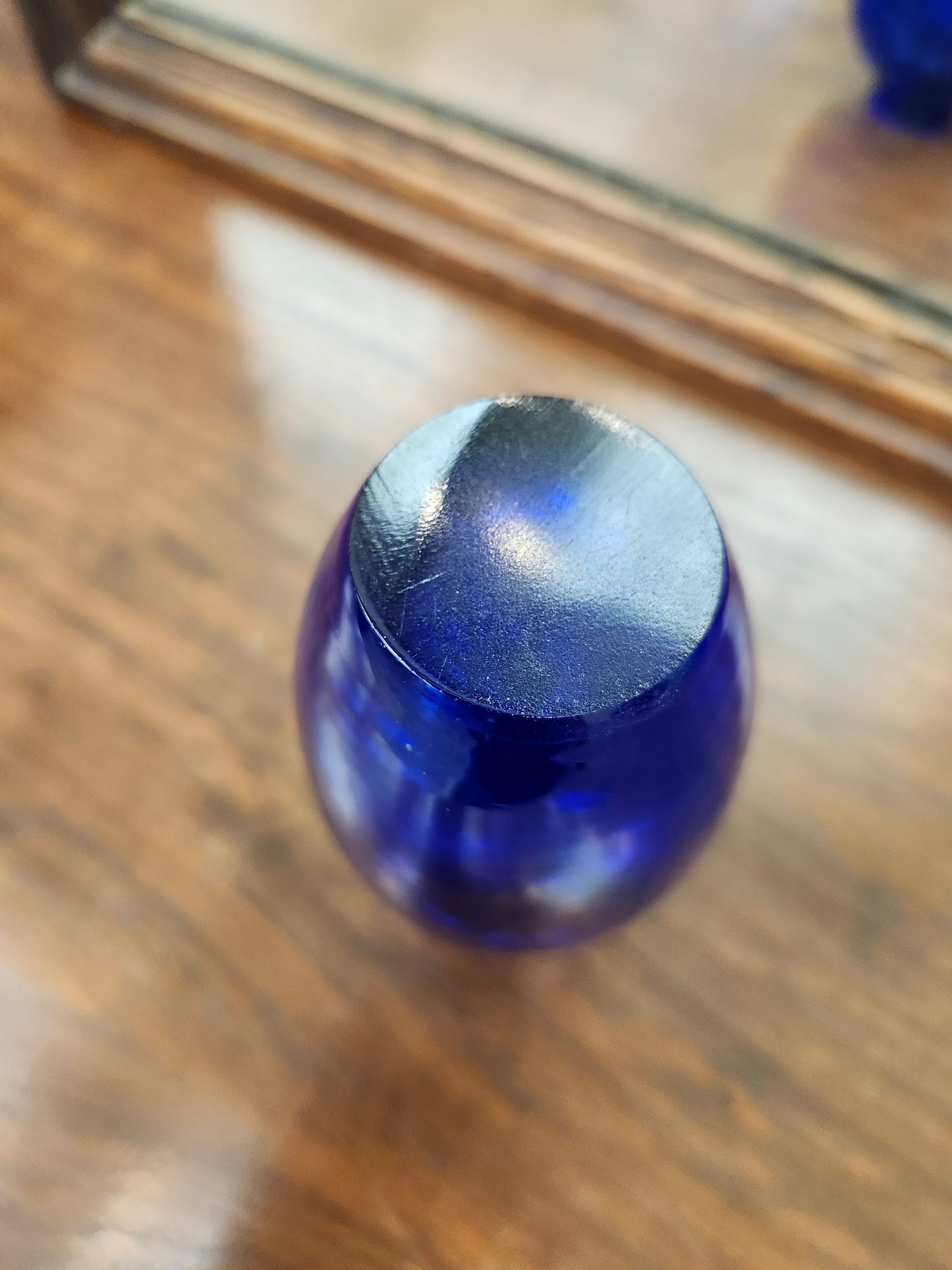 Blue glass bud vase