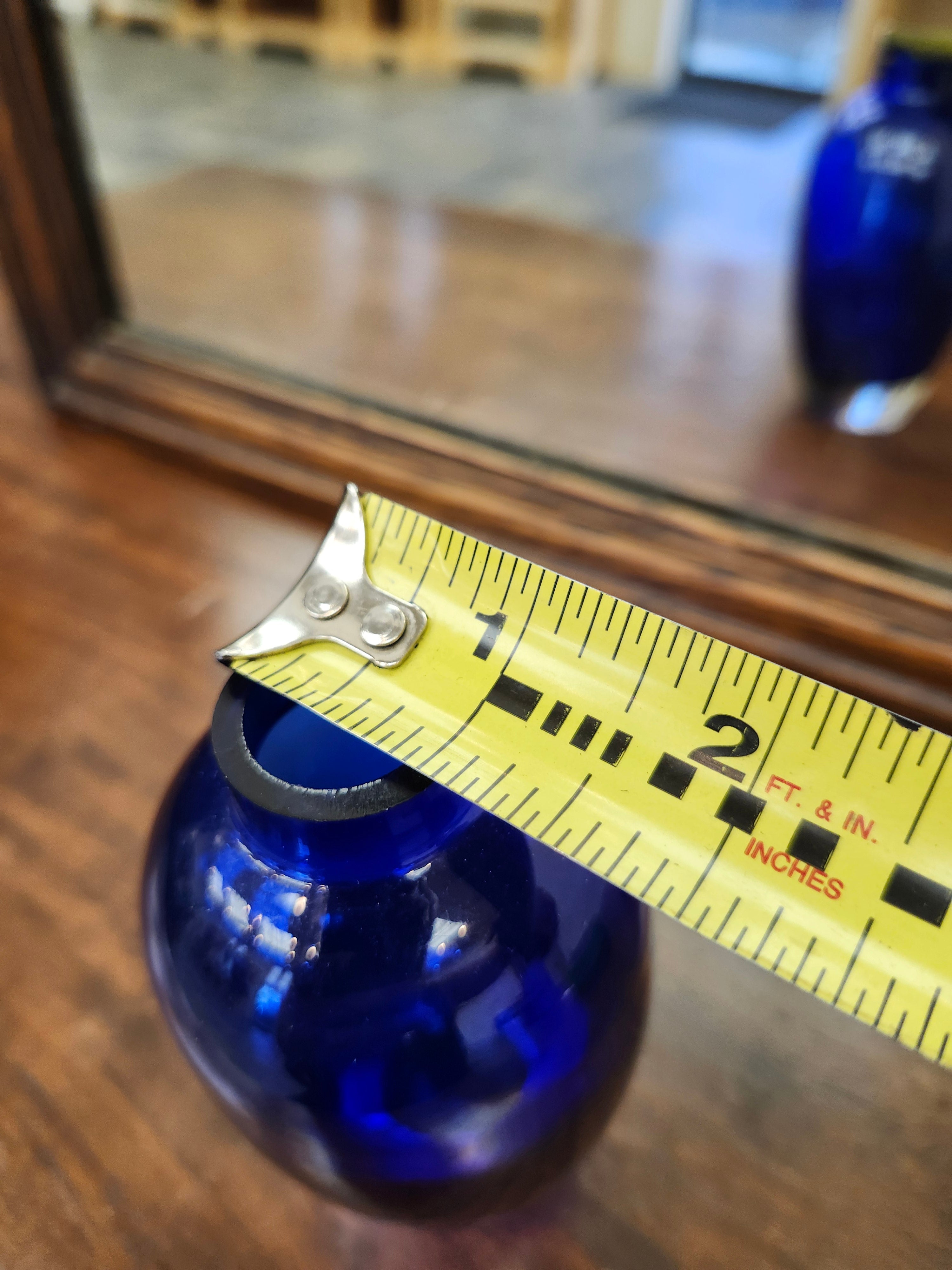 Blue glass bud vase