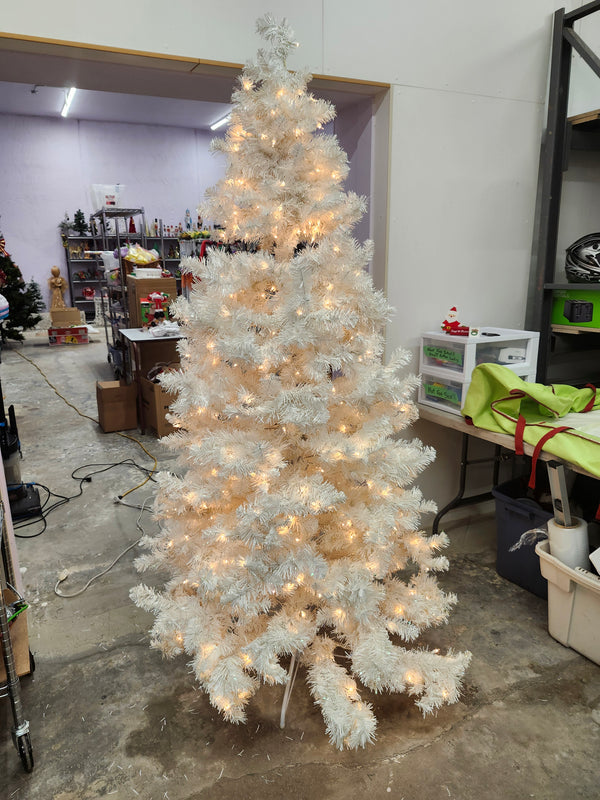 7ft White Christmas tree with lights