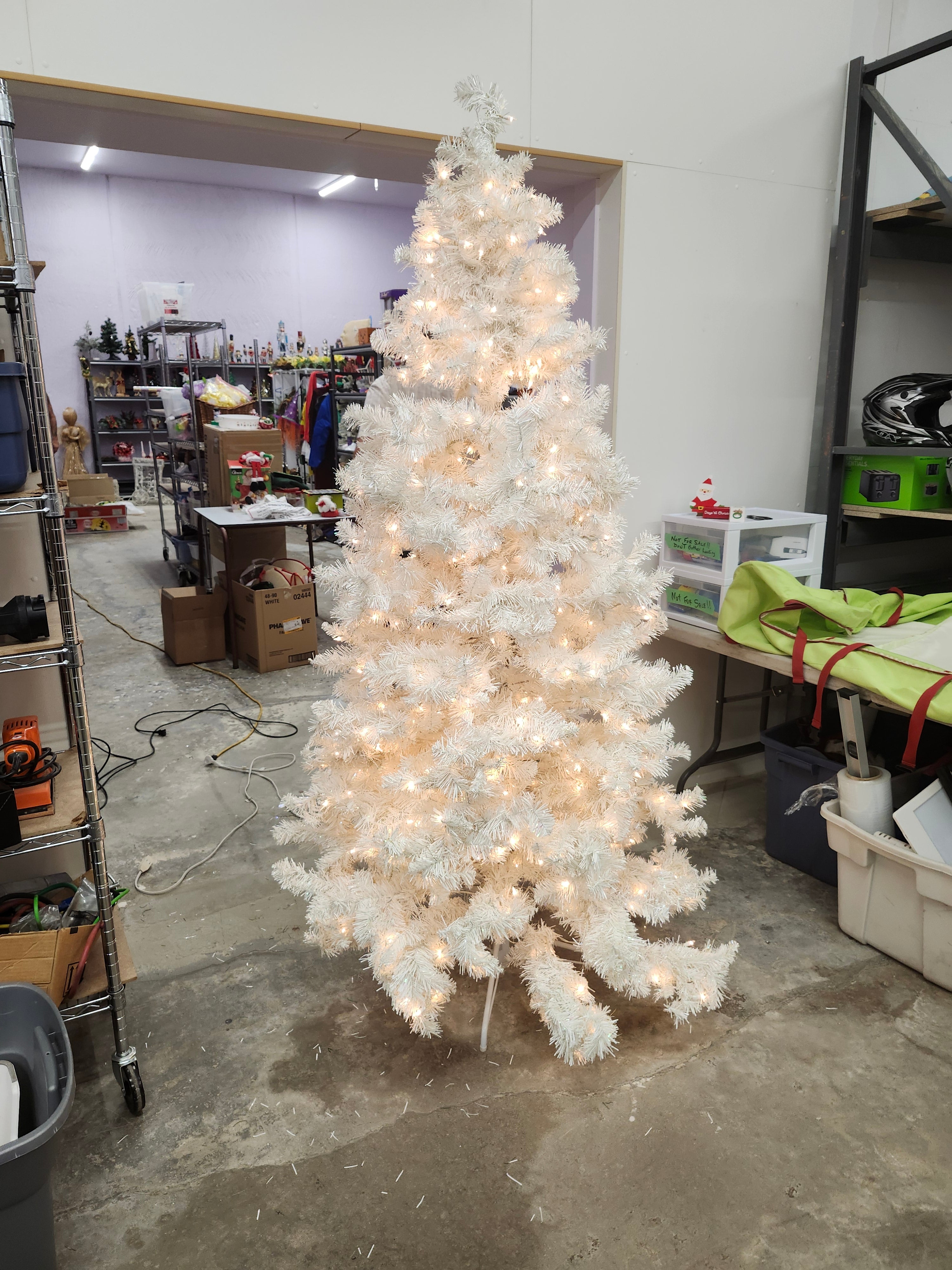 7ft White Christmas tree with lights