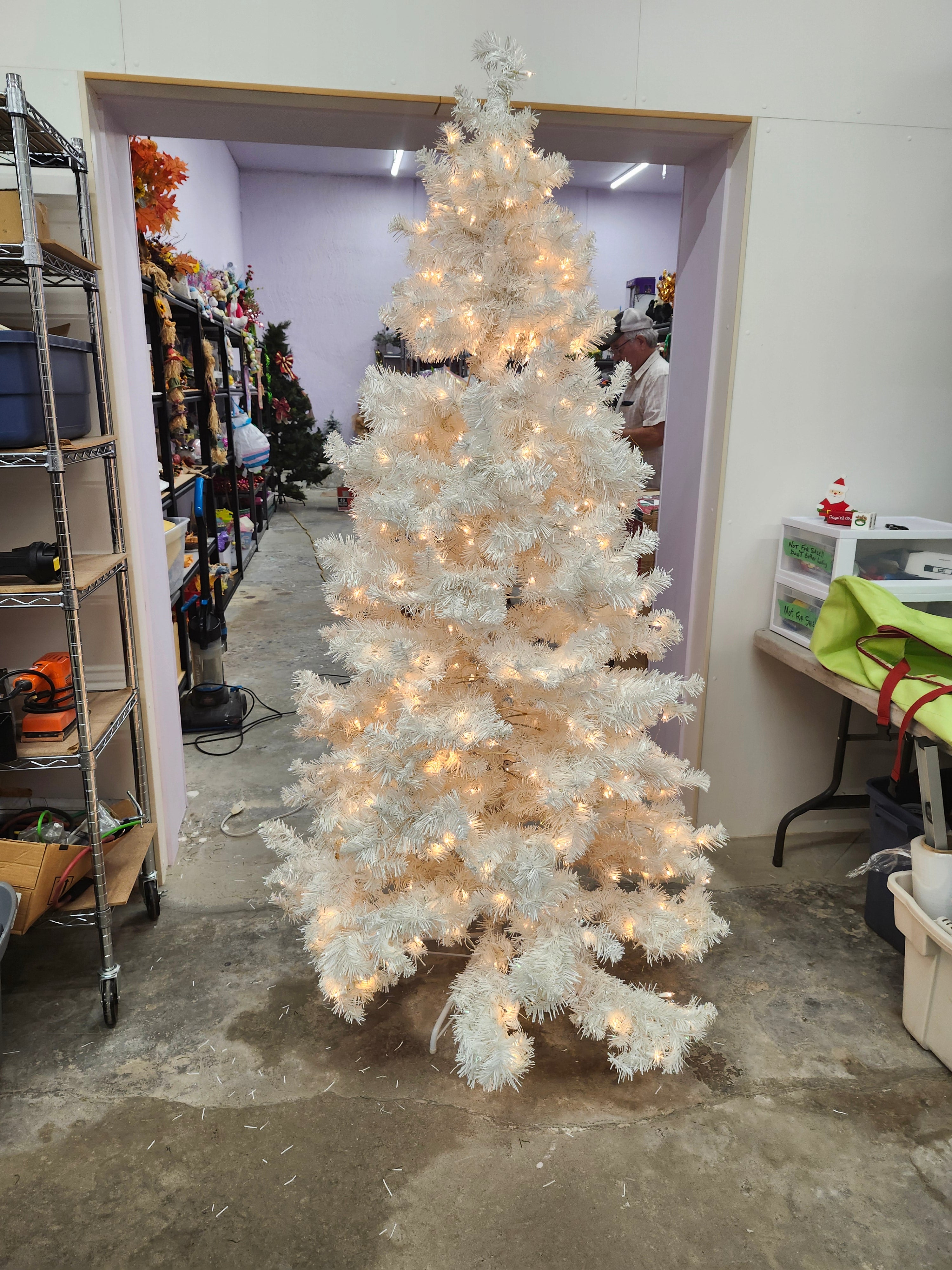 7ft White Christmas tree with lights