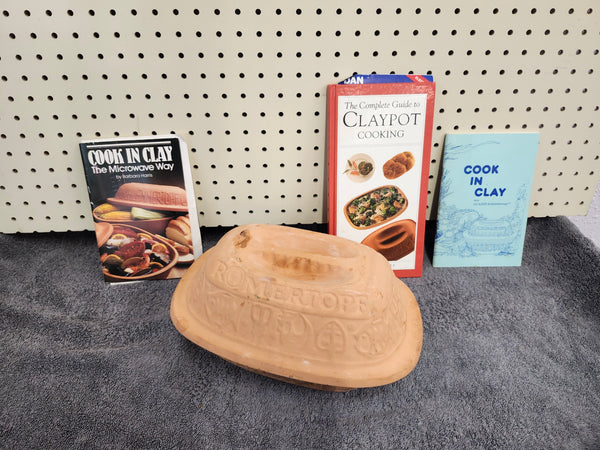 Clay roaster & x3 cookbooks