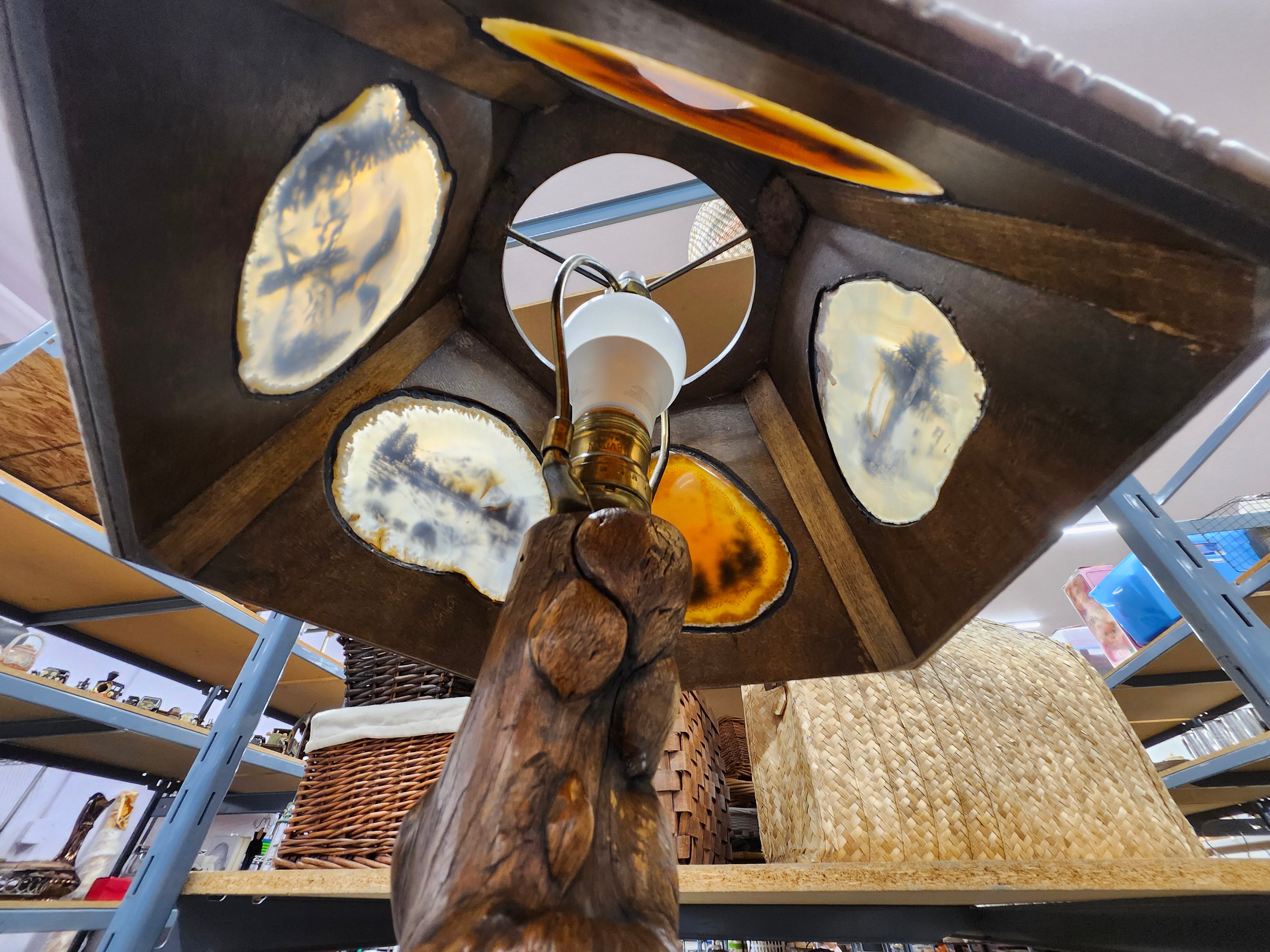 Wood table top lamp