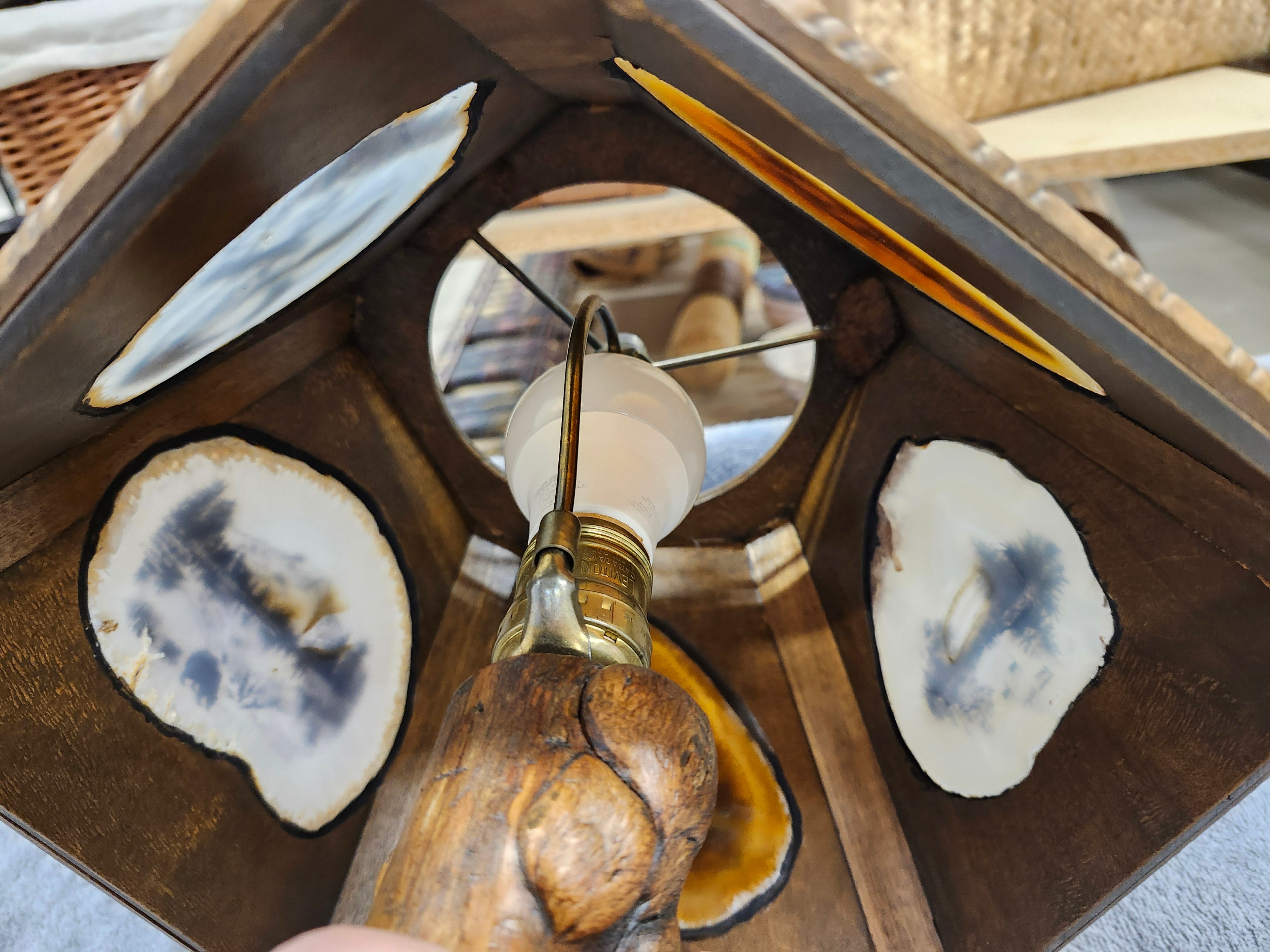Wood table top lamp