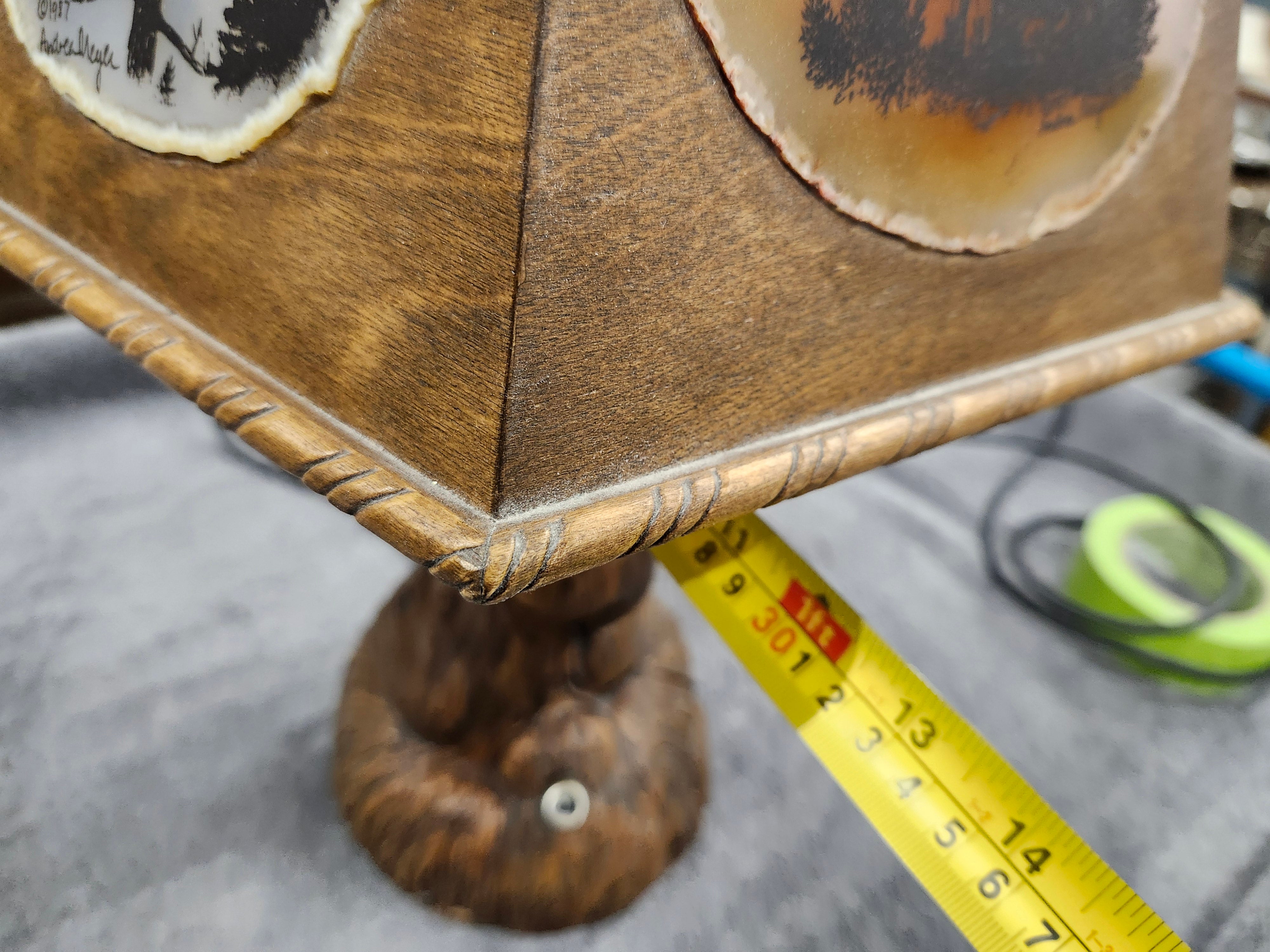 Wood table top lamp