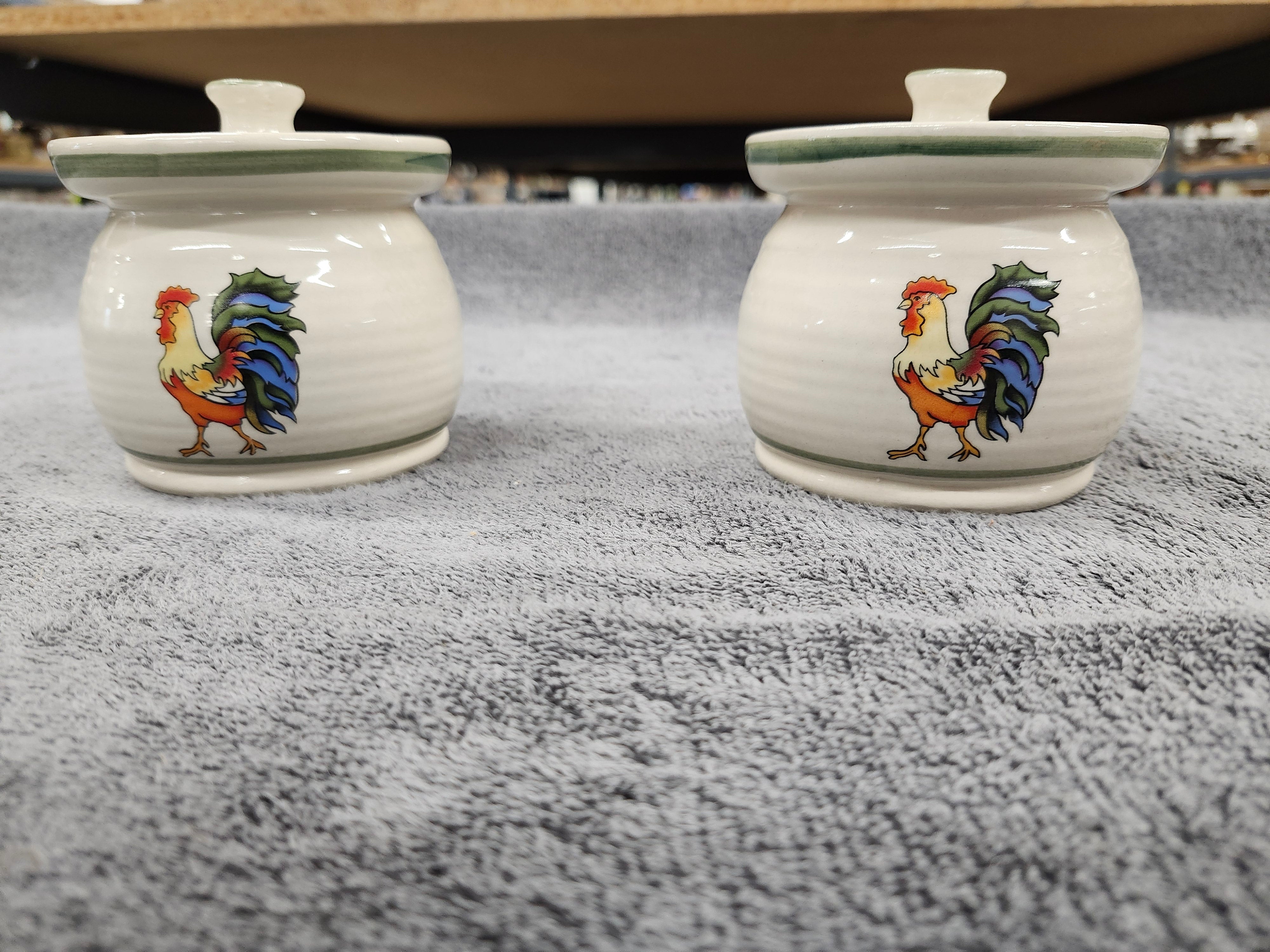 X2 pottery sugar bowls with lids