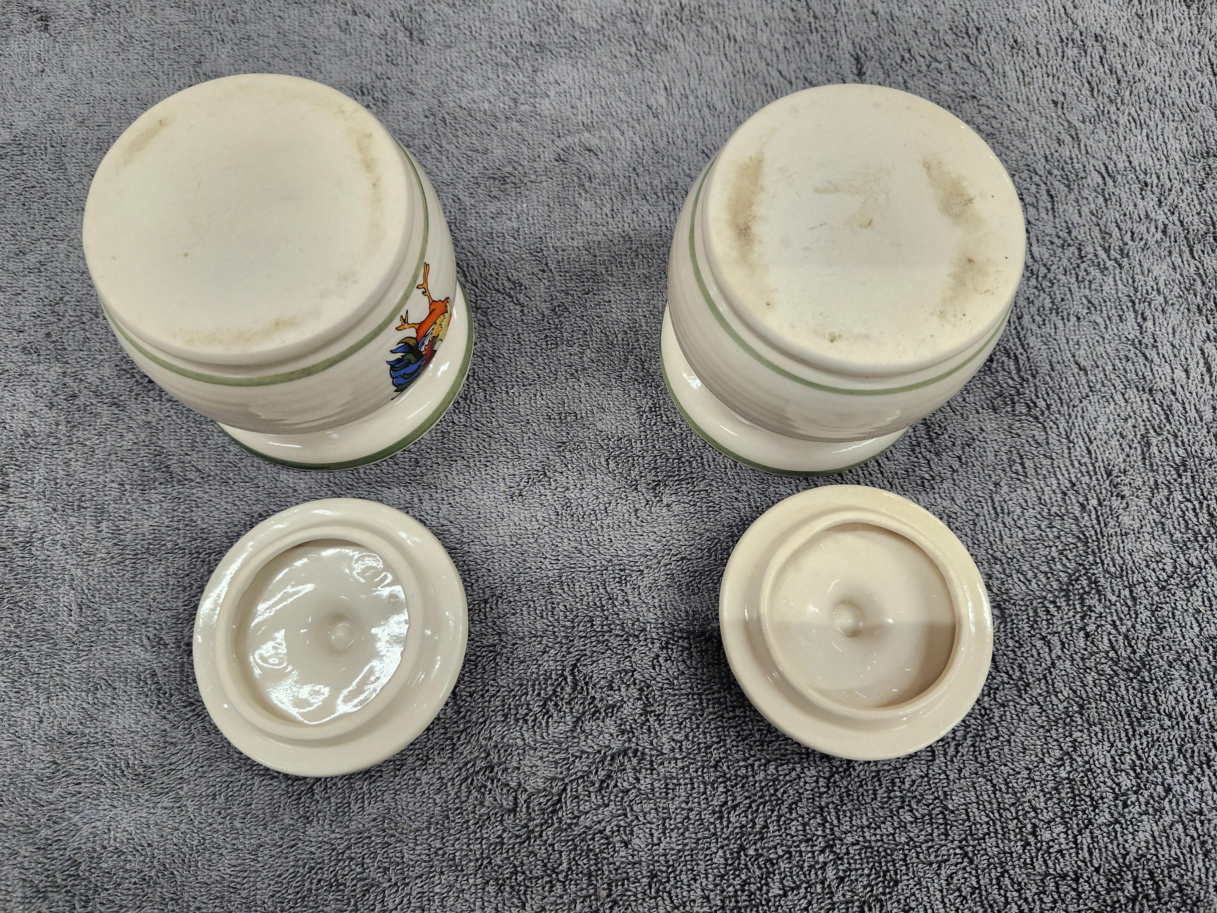 X2 pottery sugar bowls with lids