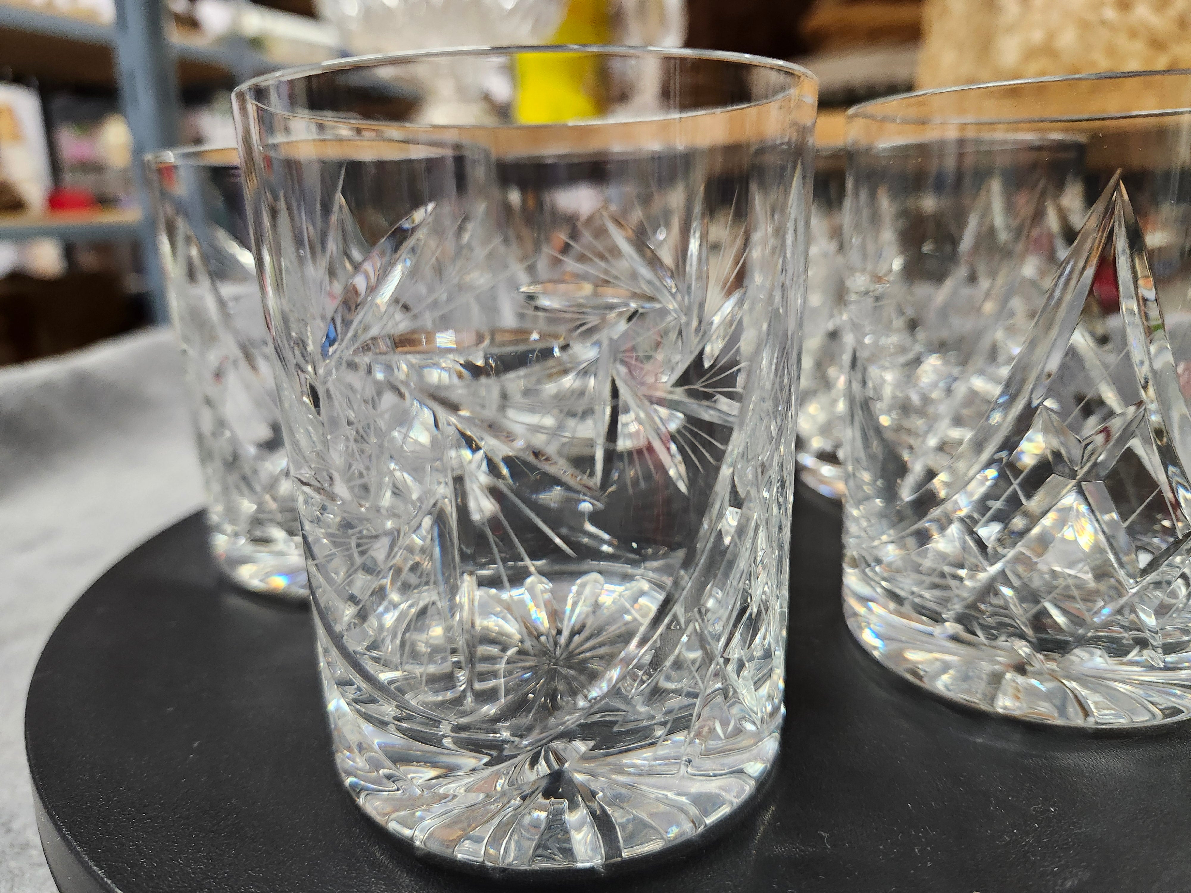 Crystal tumbler whiskey glasses x5